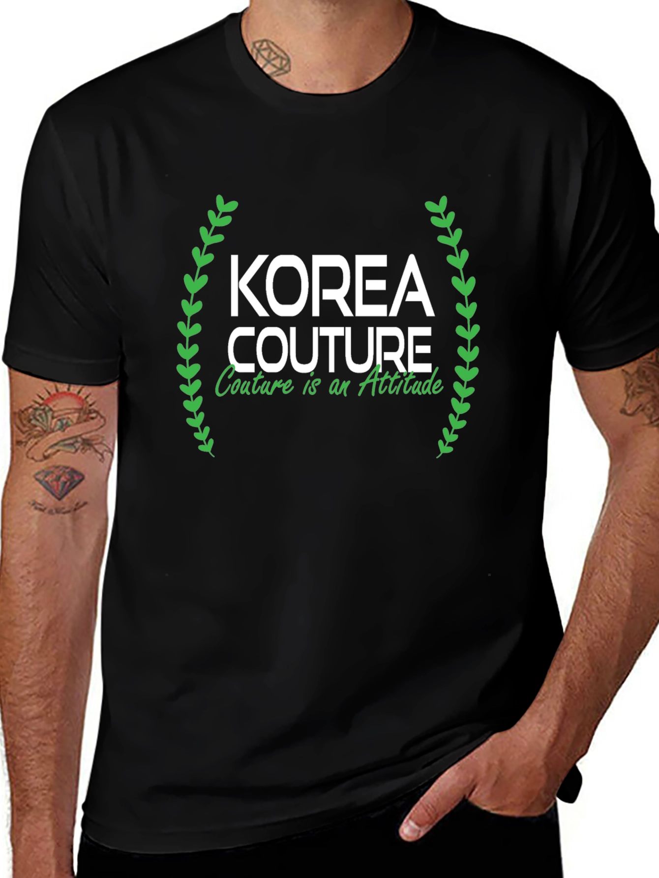 Korea Couture Black Graphic Tee