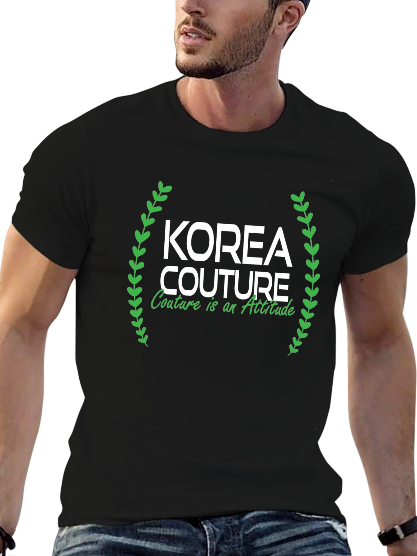 Korea Couture Black Graphic Tee