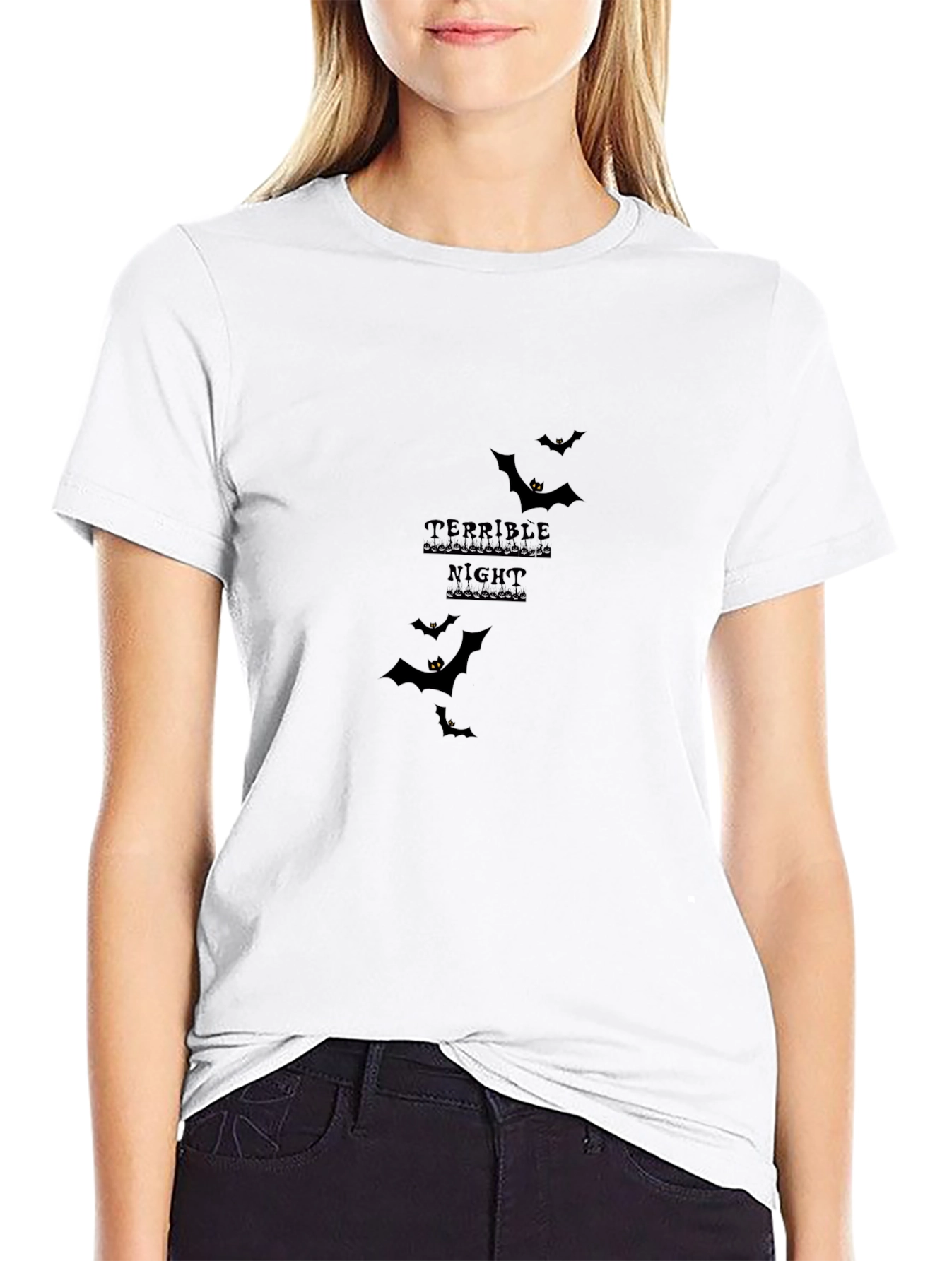 Terrible Night Bat Graphic Tee - Halloween T-Shirt