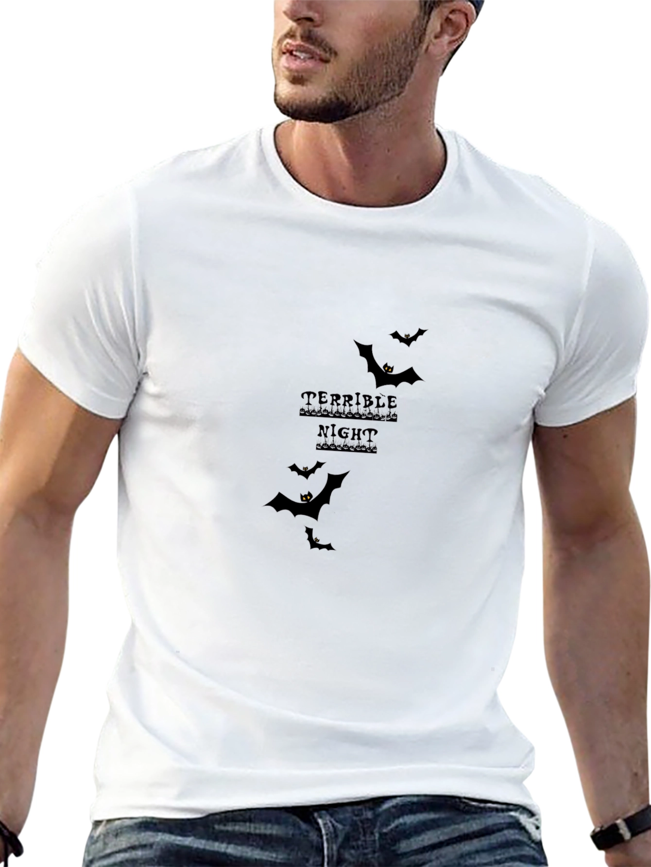 Terrible Night Bat Graphic Tee - Halloween T-Shirt