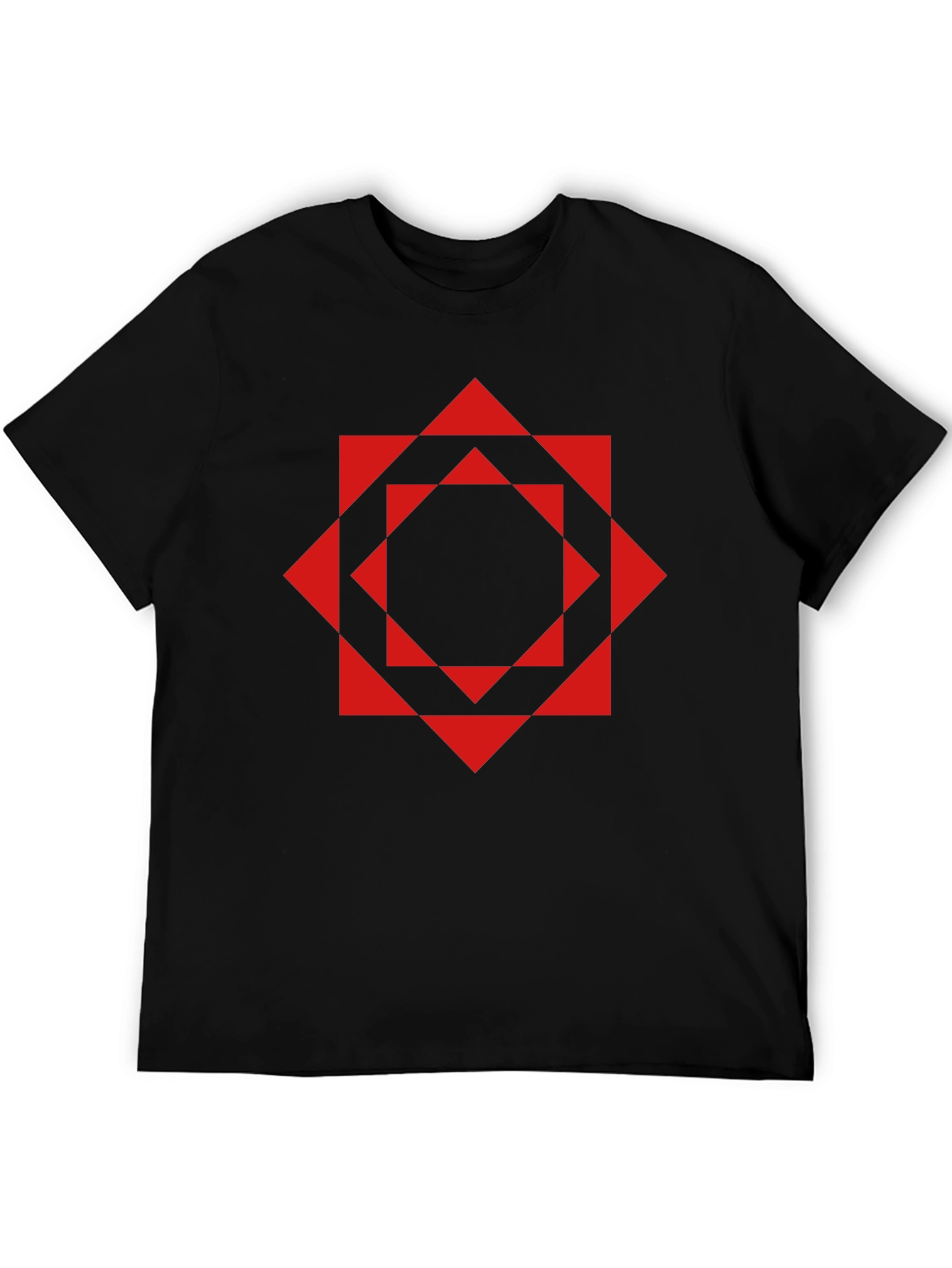 Geometric Red Square Black T-Shirt