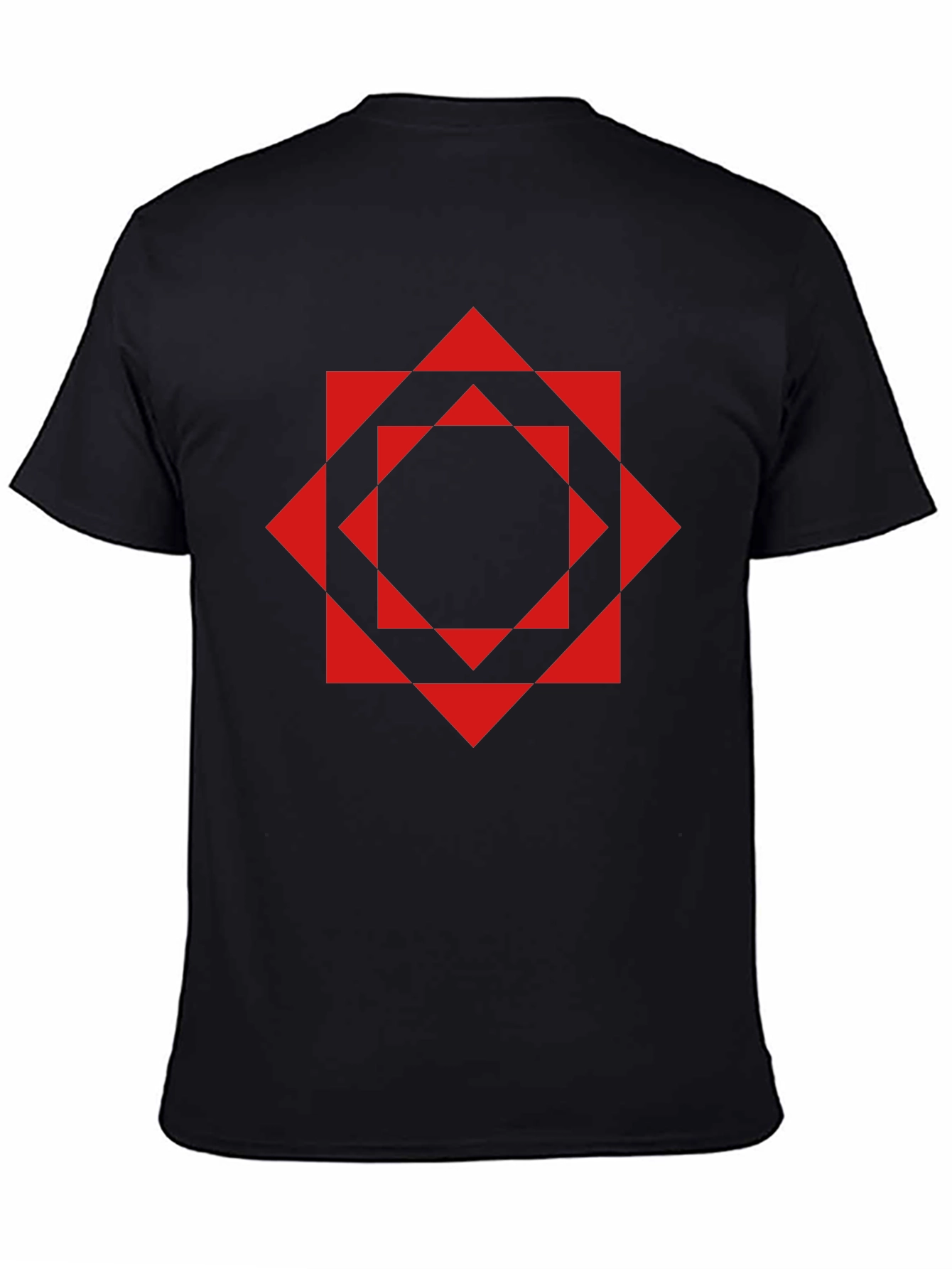 Geometric Red Square Black T-Shirt