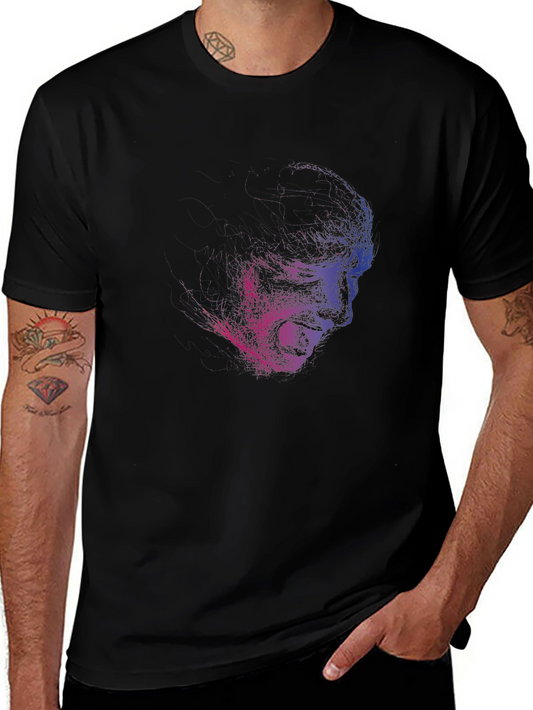 Edgy Screaming Face Graphic Black T-Shirt