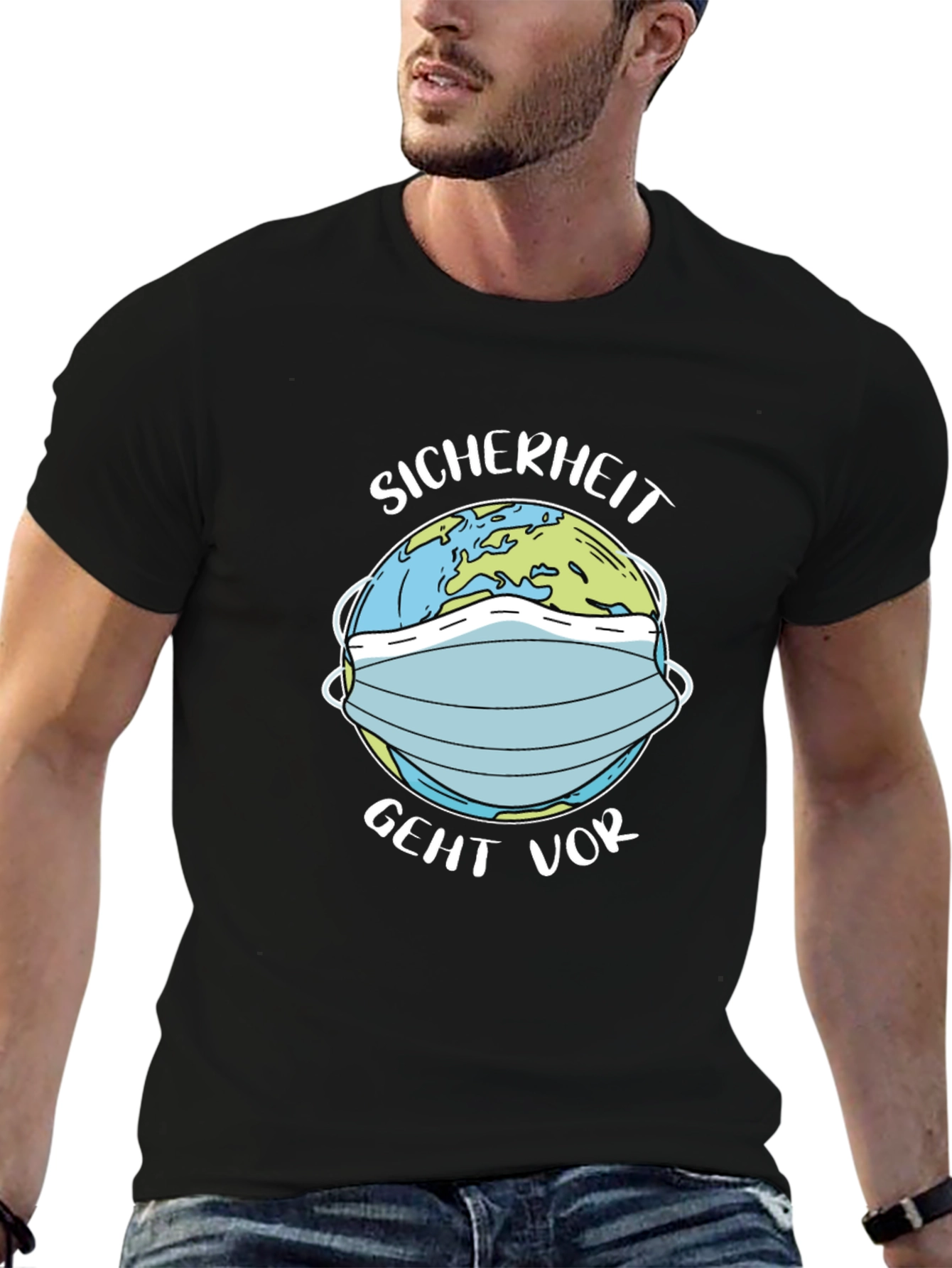 Earth Masked Black Tee - Safety First!