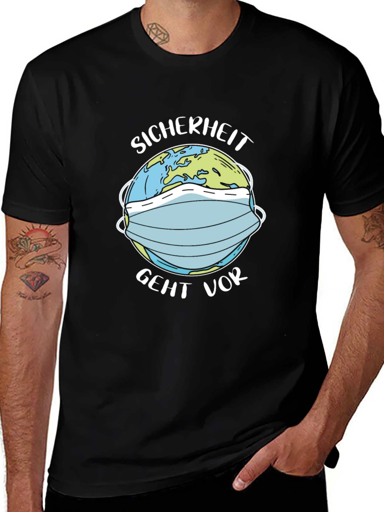 Earth Masked Black Tee - Safety First!