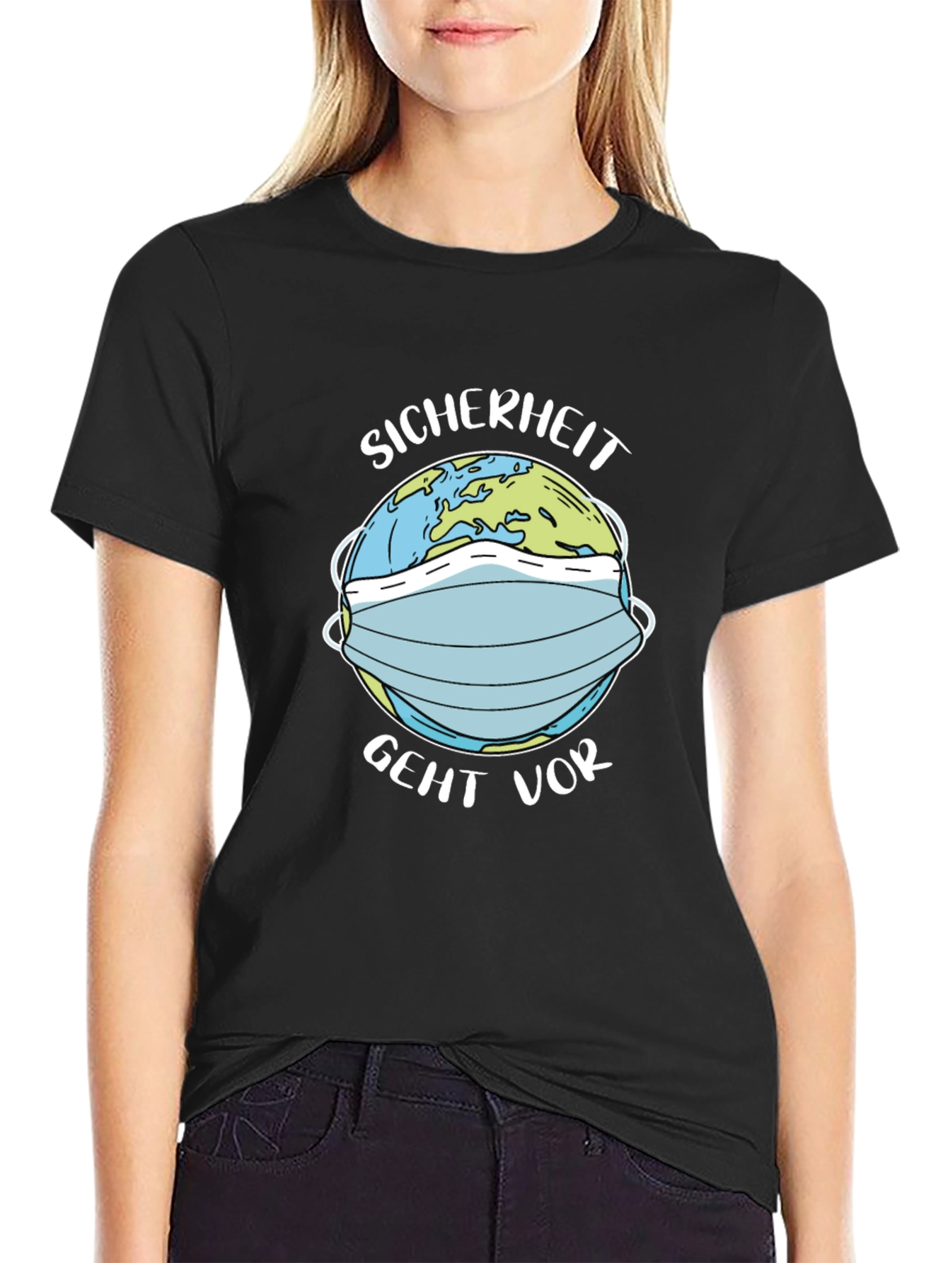 Earth Masked Black Tee - Safety First!