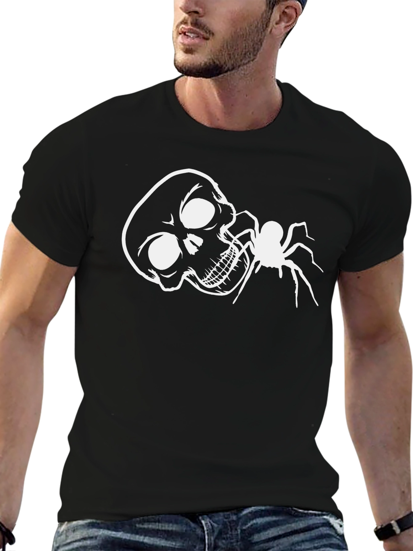 Skull & Spider Graphic Tee - Halloween Style
