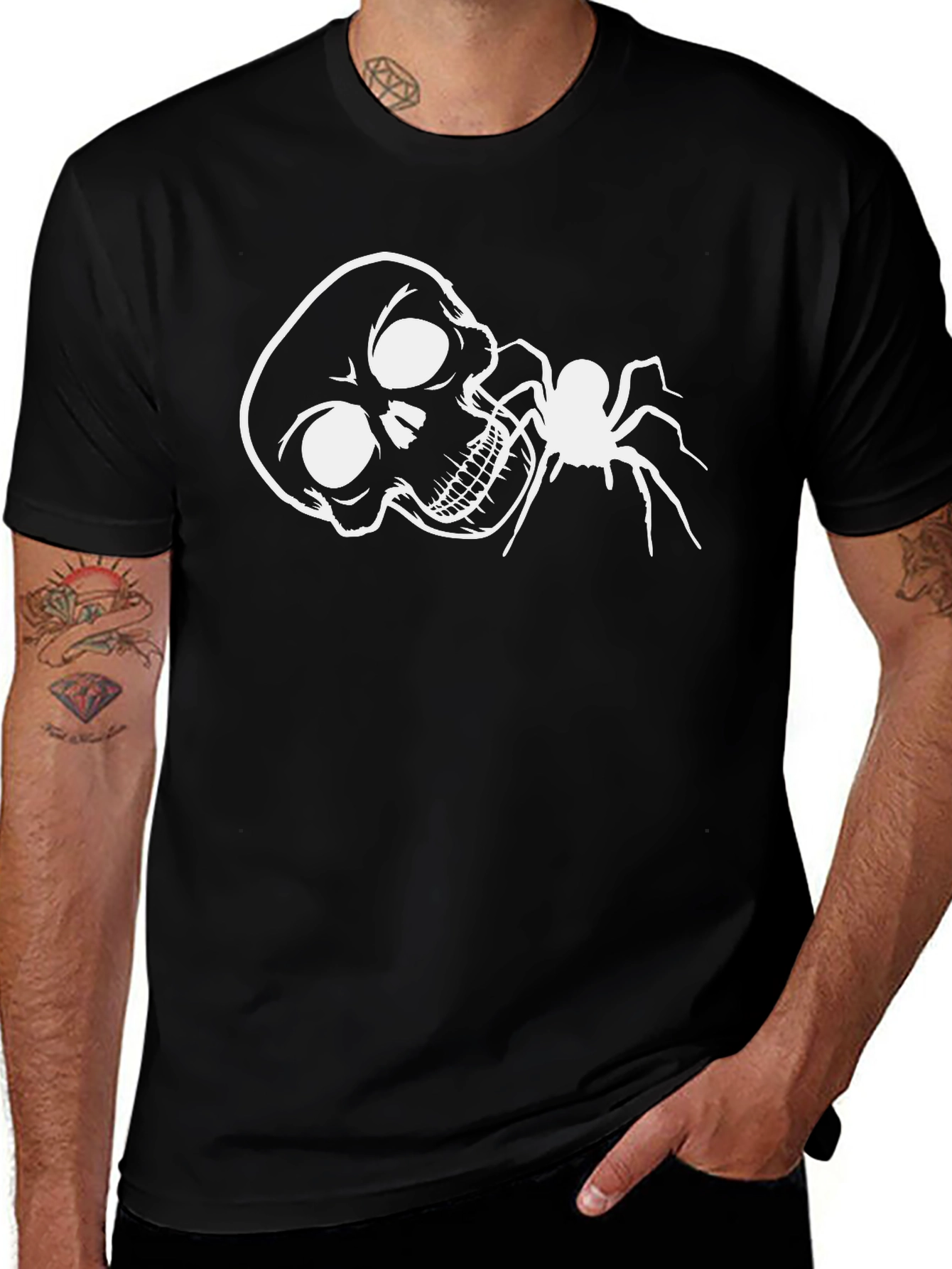 Skull & Spider Graphic Tee - Halloween Style