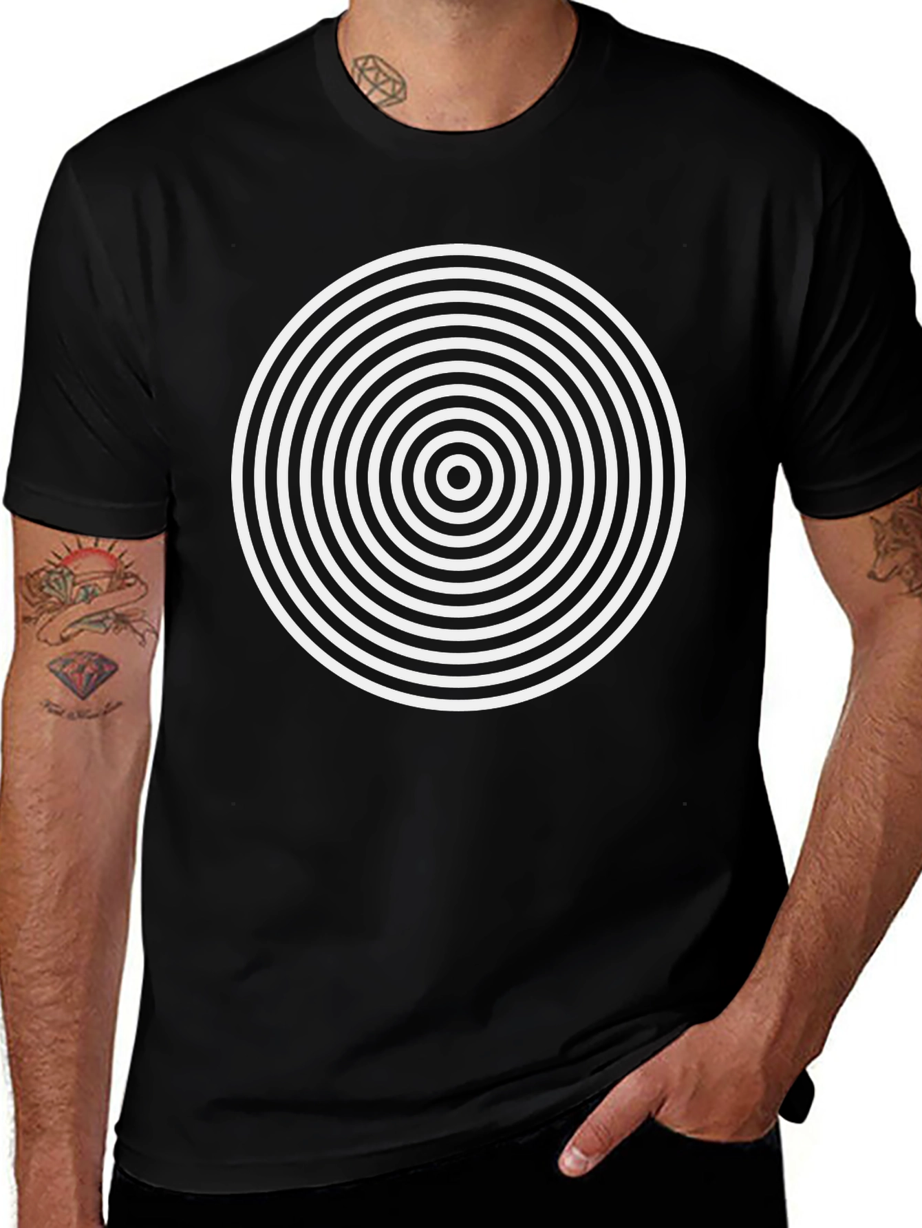 Optical Illusion Graphic Tee - Black