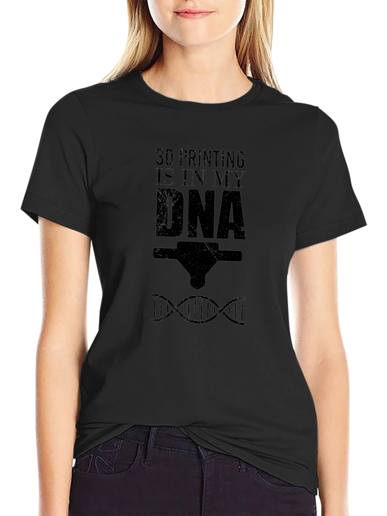 3D Printing DNA Black Graphic T-Shirt