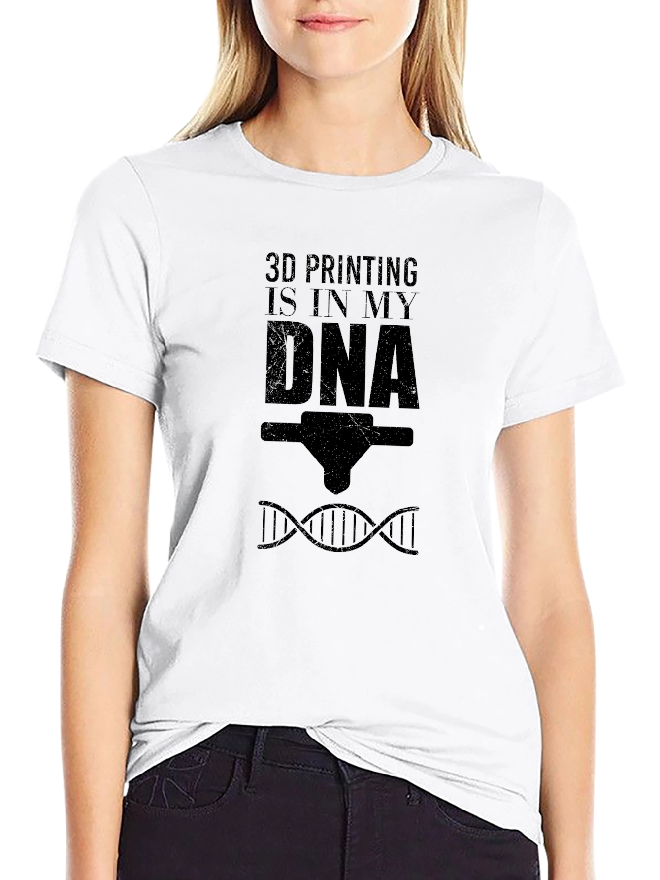 3D Printing DNA Black Graphic T-Shirt