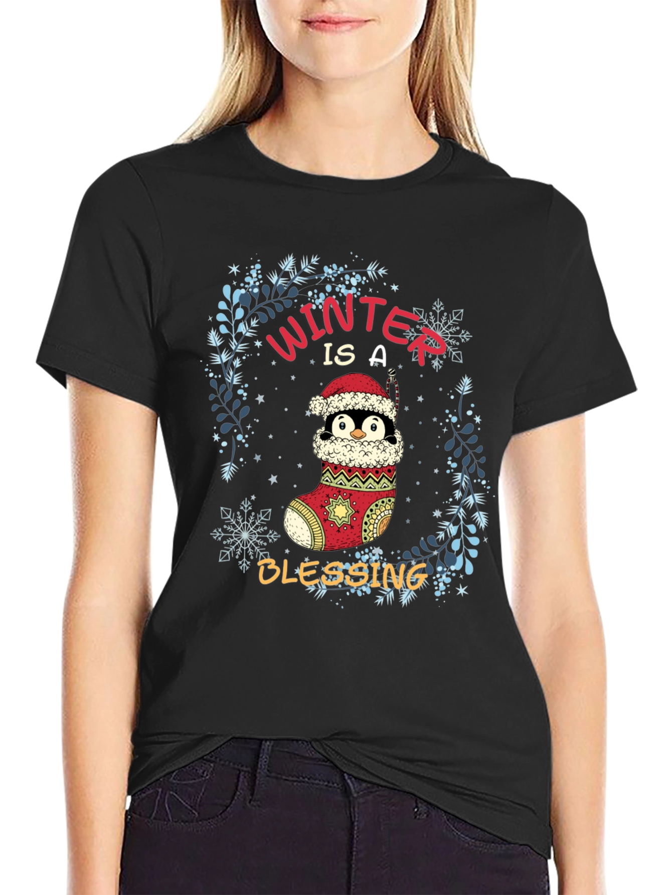Winter Blessing Penguin Christmas T-Shirt