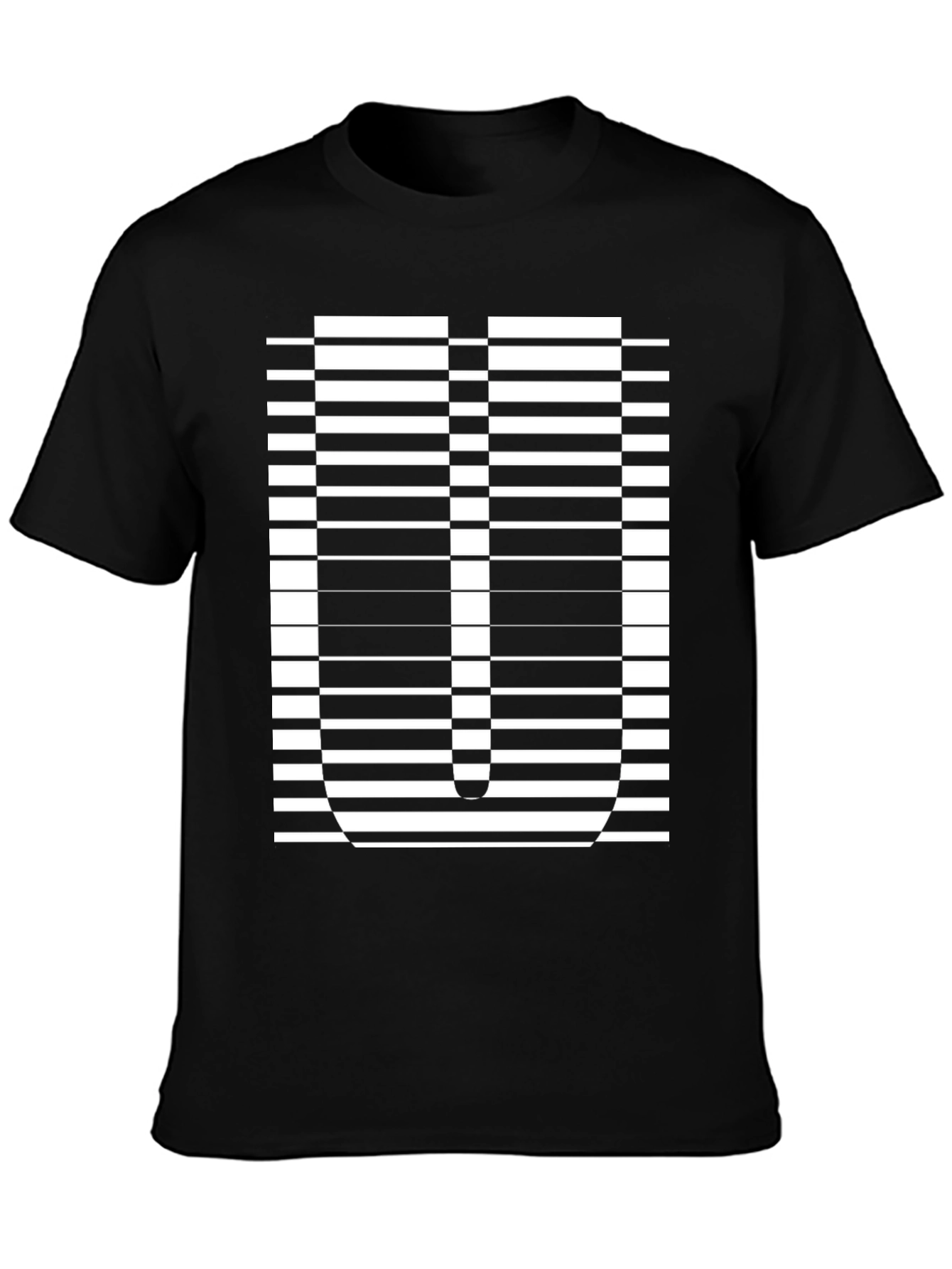 Optical Illusion U Graphic Black T-Shirt