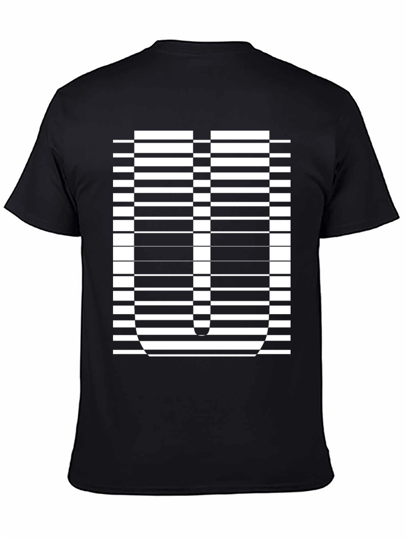 Optical Illusion U Graphic Black T-Shirt