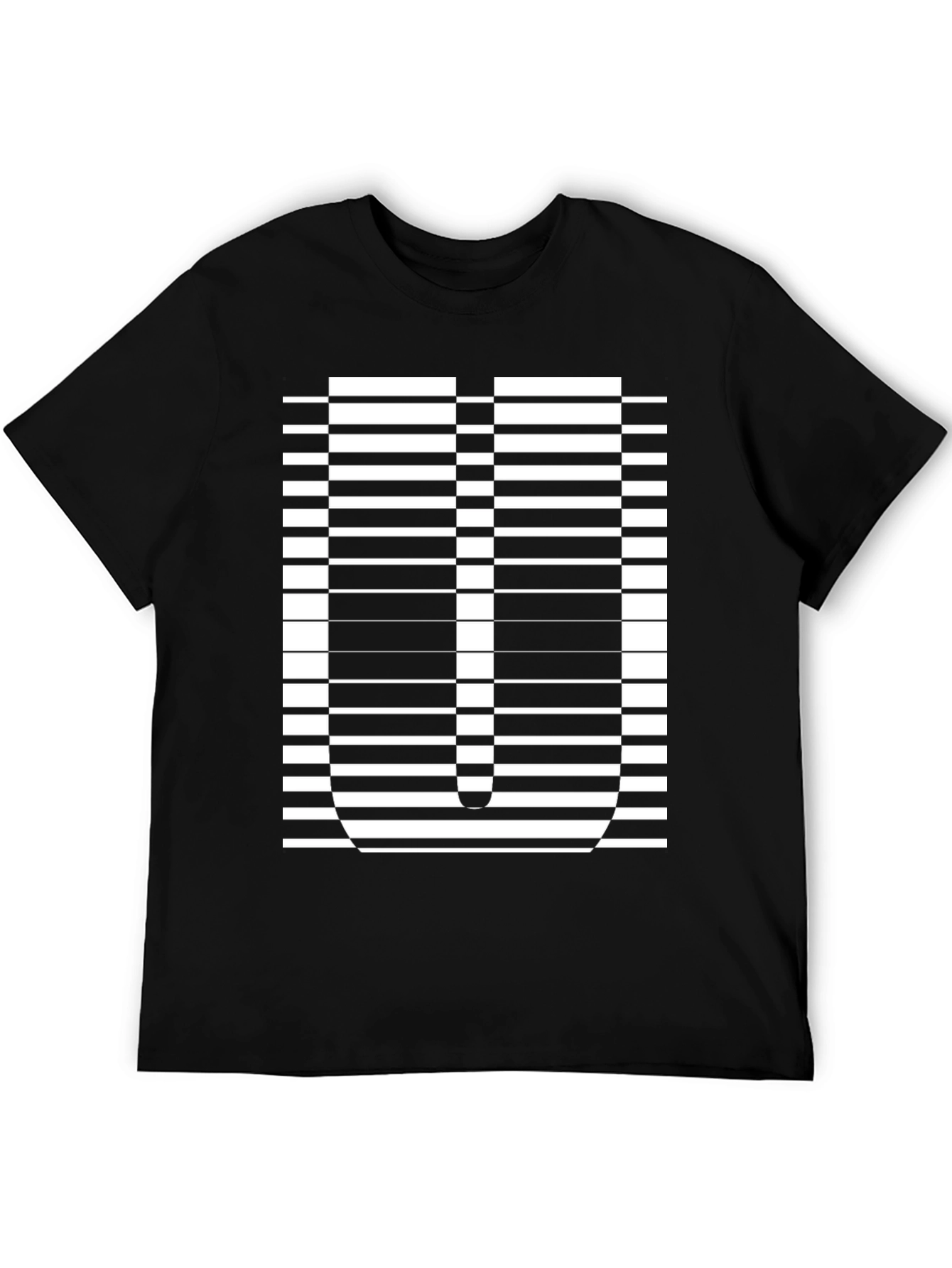 Optical Illusion U Graphic Black T-Shirt