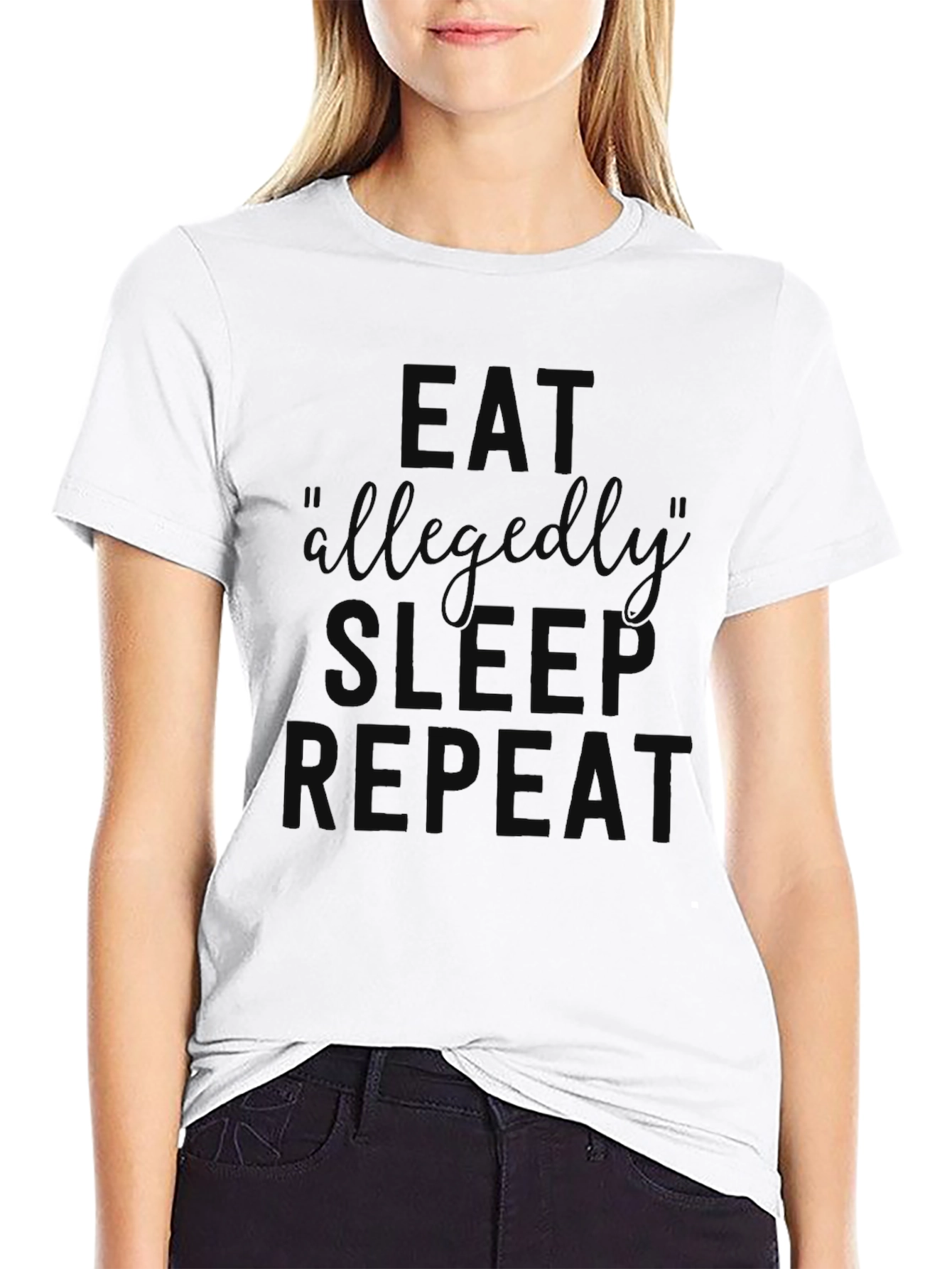 Eat Allegedly Sleep Repeat Black Graphic T-Shirt