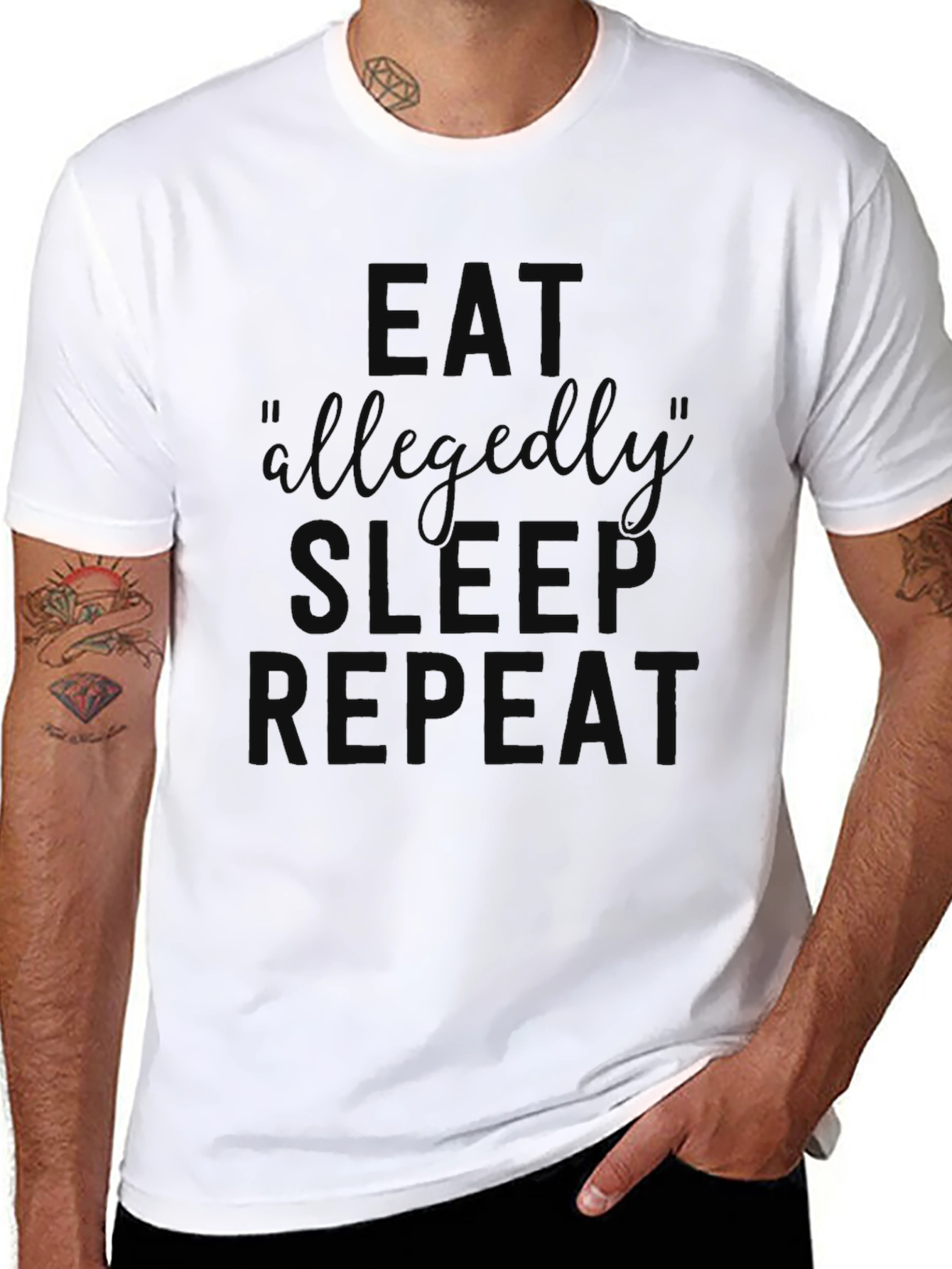 Eat Allegedly Sleep Repeat Black Graphic T-Shirt