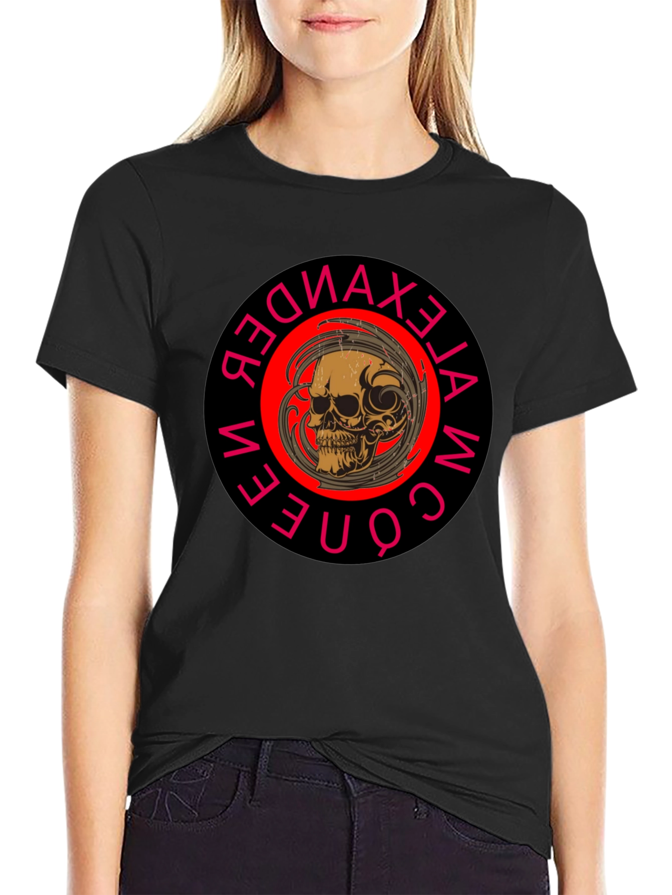 Skull Graphic Print Crew Neck Black T-Shirt