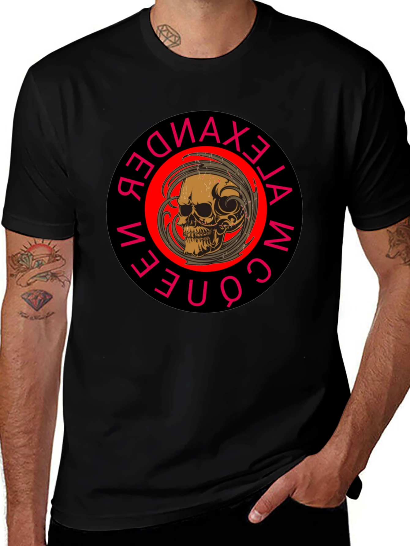 Skull Graphic Print Crew Neck Black T-Shirt