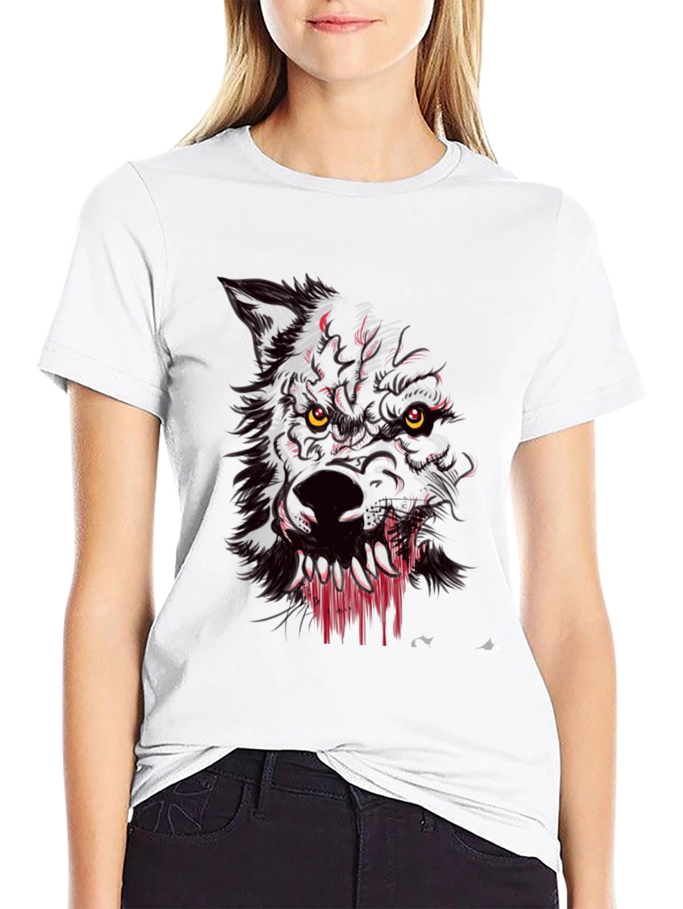 Werewolf Graphic Print Black T-Shirt