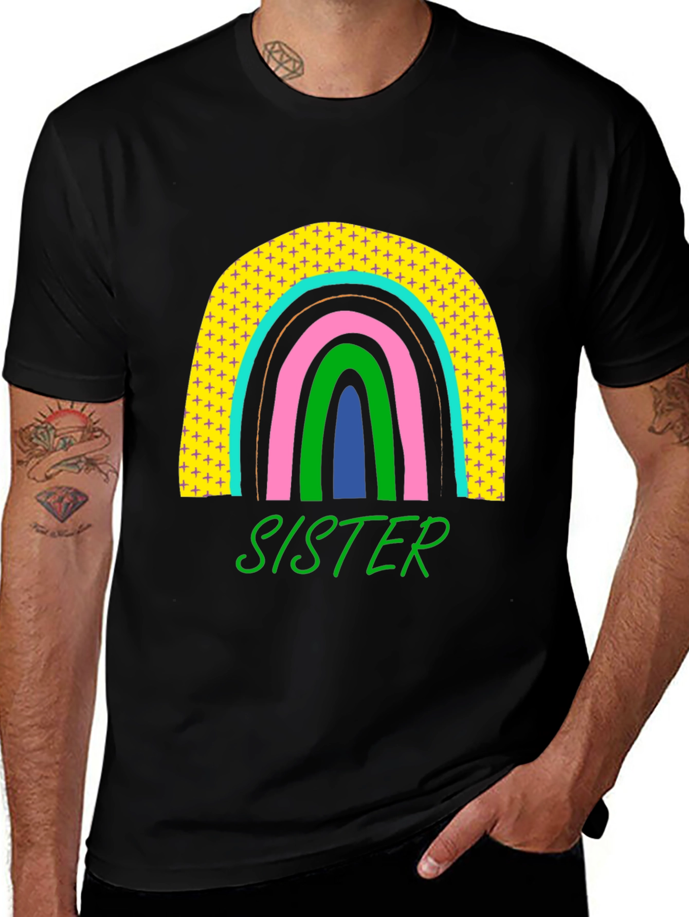 Sister Rainbow Graphic Tee - Cute Family Matching Shirt