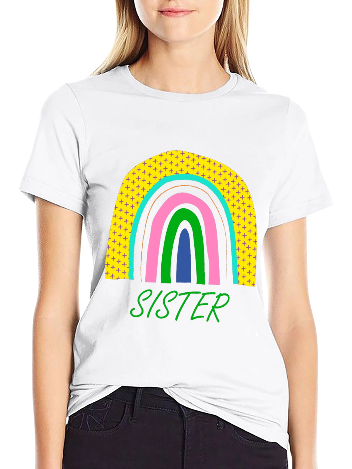 Sister Rainbow Graphic Tee - Cute Family Matching Shirt