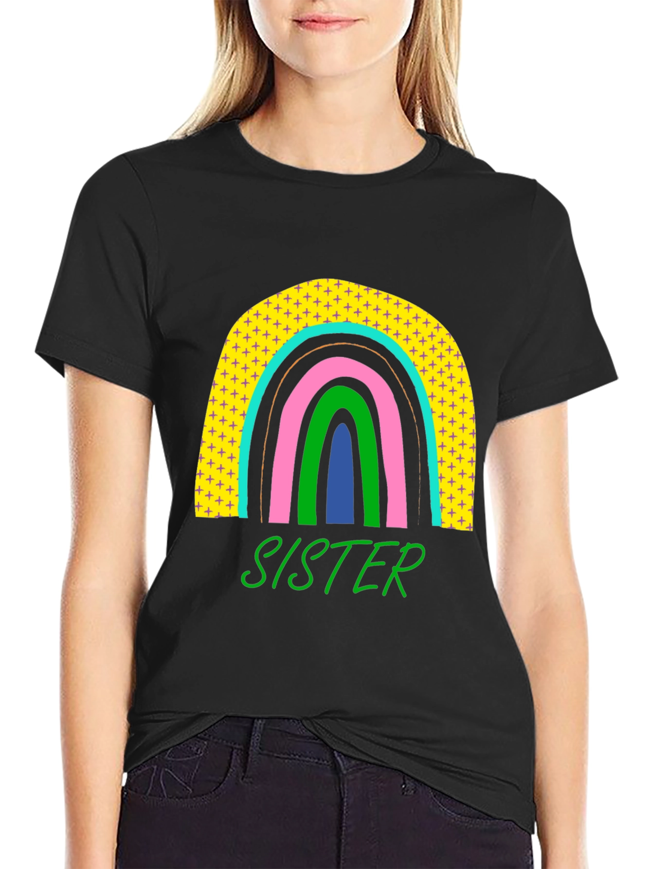 Sister Rainbow Graphic Tee - Cute Family Matching Shirt