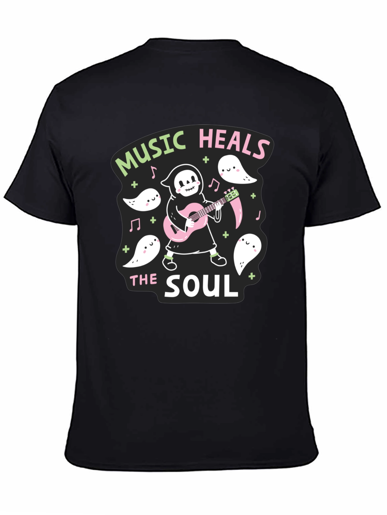 Music Heals The Soul T-Shirt Grim Reaper Guitar