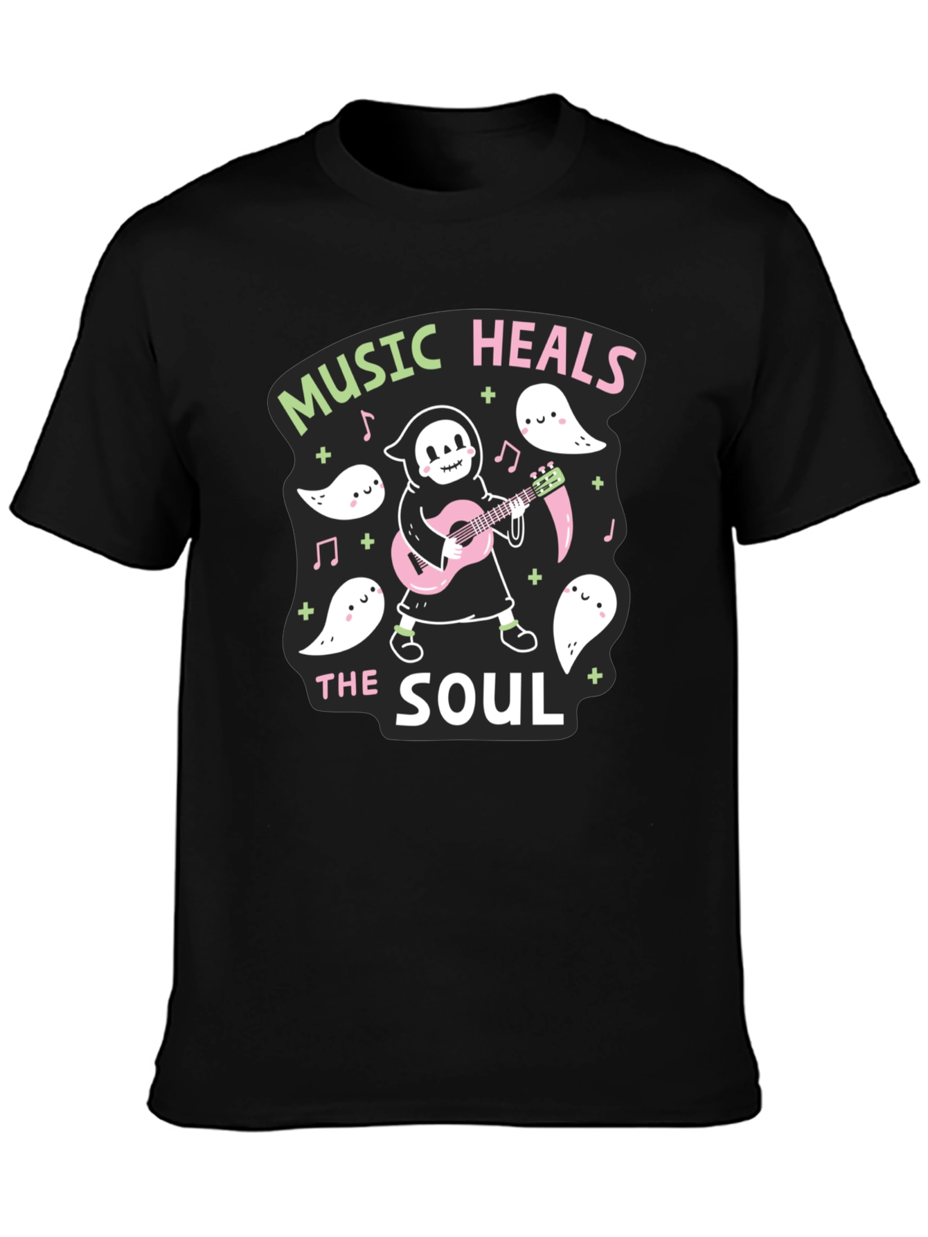 Music Heals The Soul T-Shirt Grim Reaper Guitar