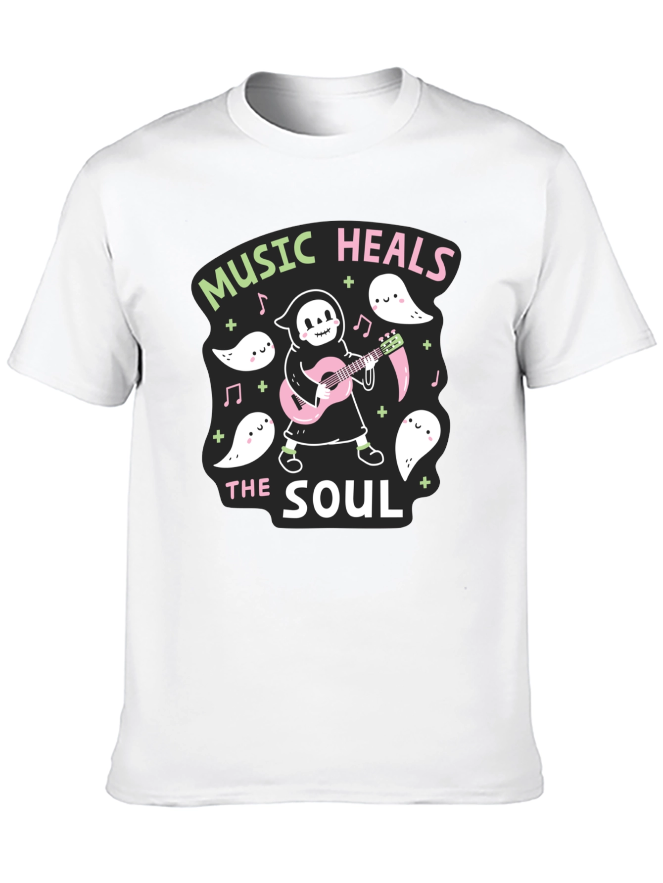 Music Heals The Soul T-Shirt Grim Reaper Guitar
