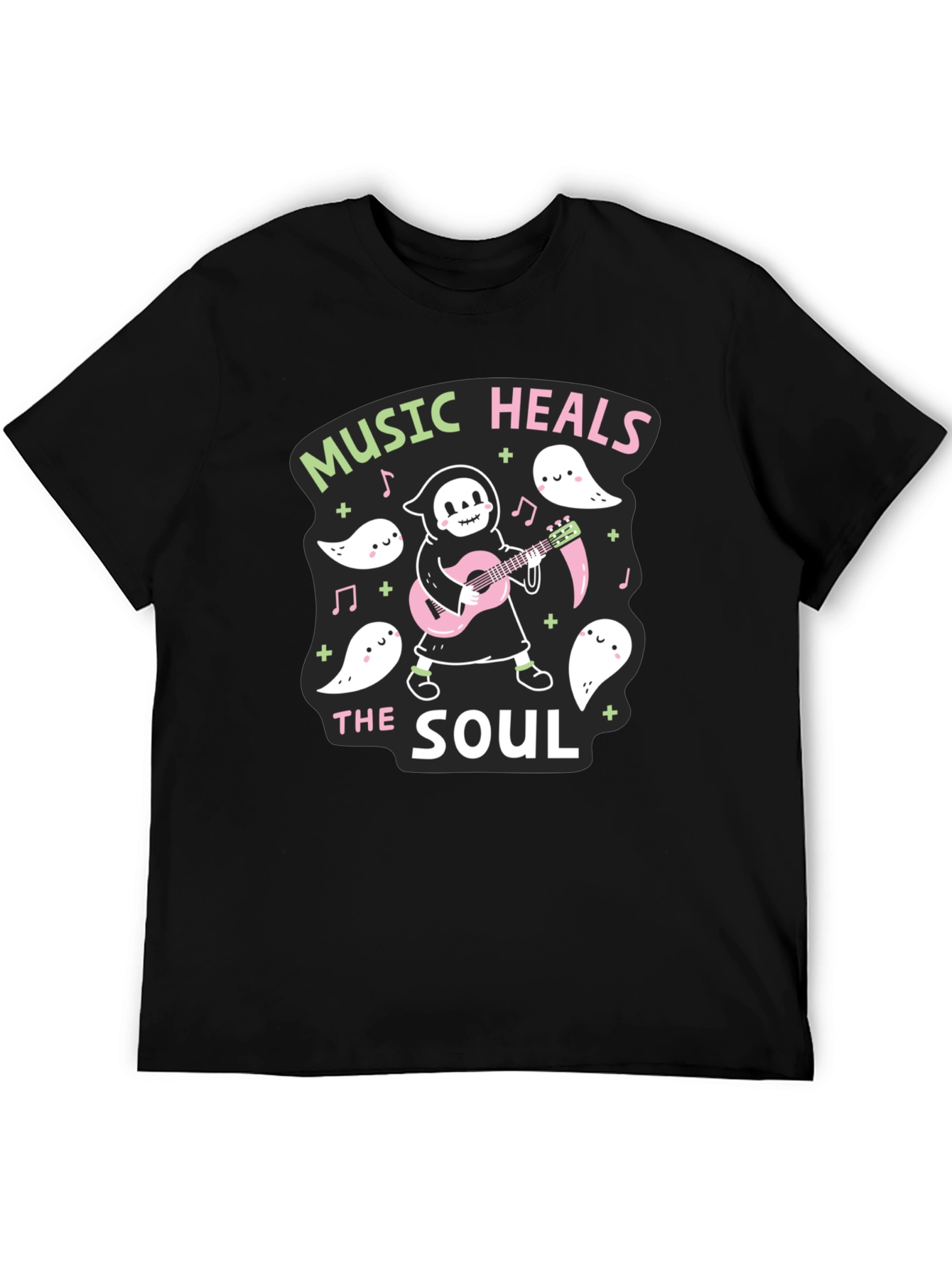 Music Heals The Soul T-Shirt Grim Reaper Guitar