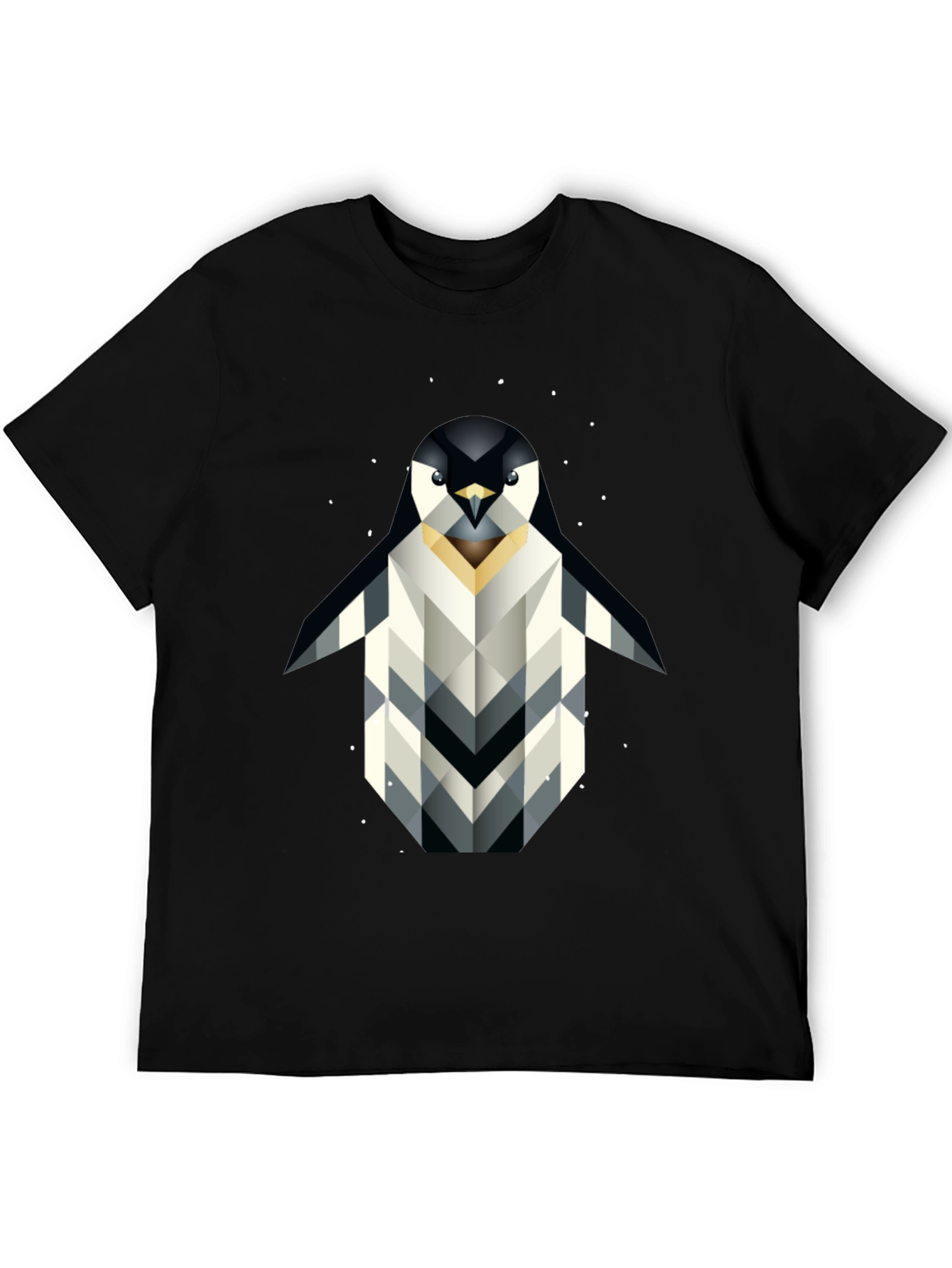 Geometric Penguin Graphic T-Shirt - Black