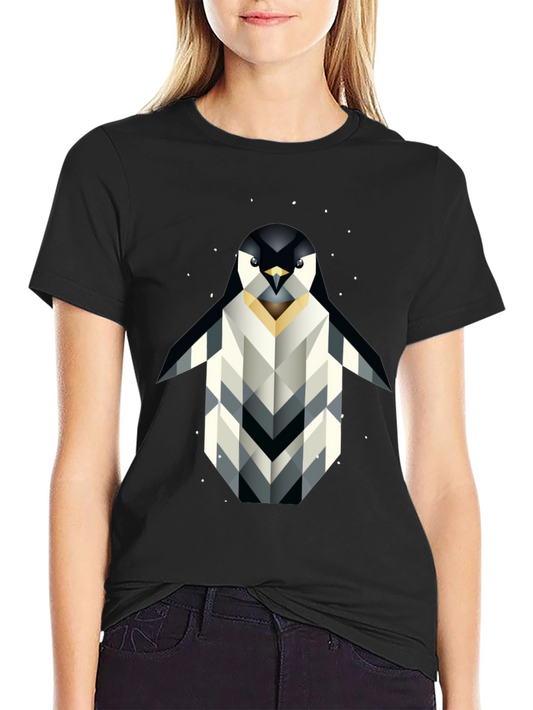 Geometric Penguin Graphic T-Shirt - Black