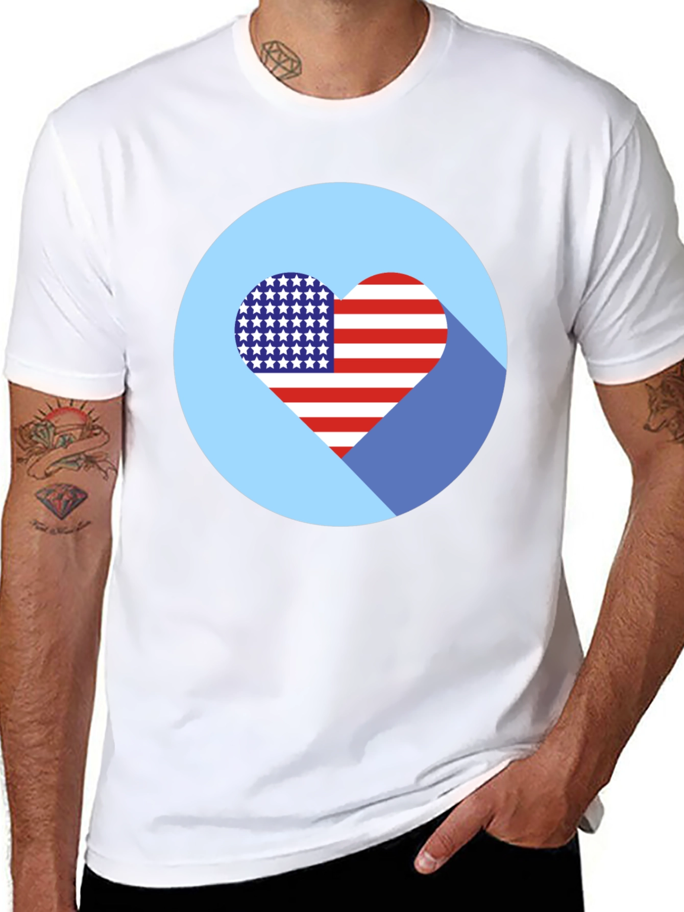 Patriotic Heart T-Shirt - USA Flag Design