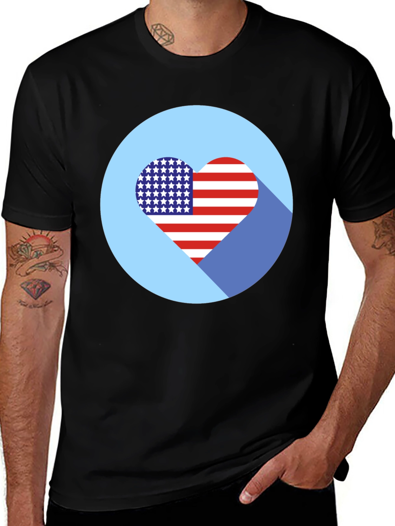 Patriotic Heart T-Shirt - USA Flag Design