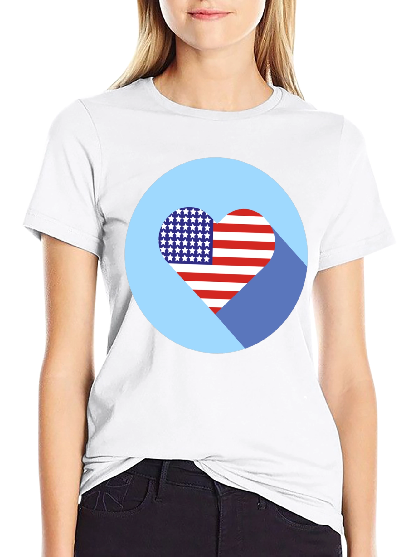 Patriotic Heart T-Shirt - USA Flag Design