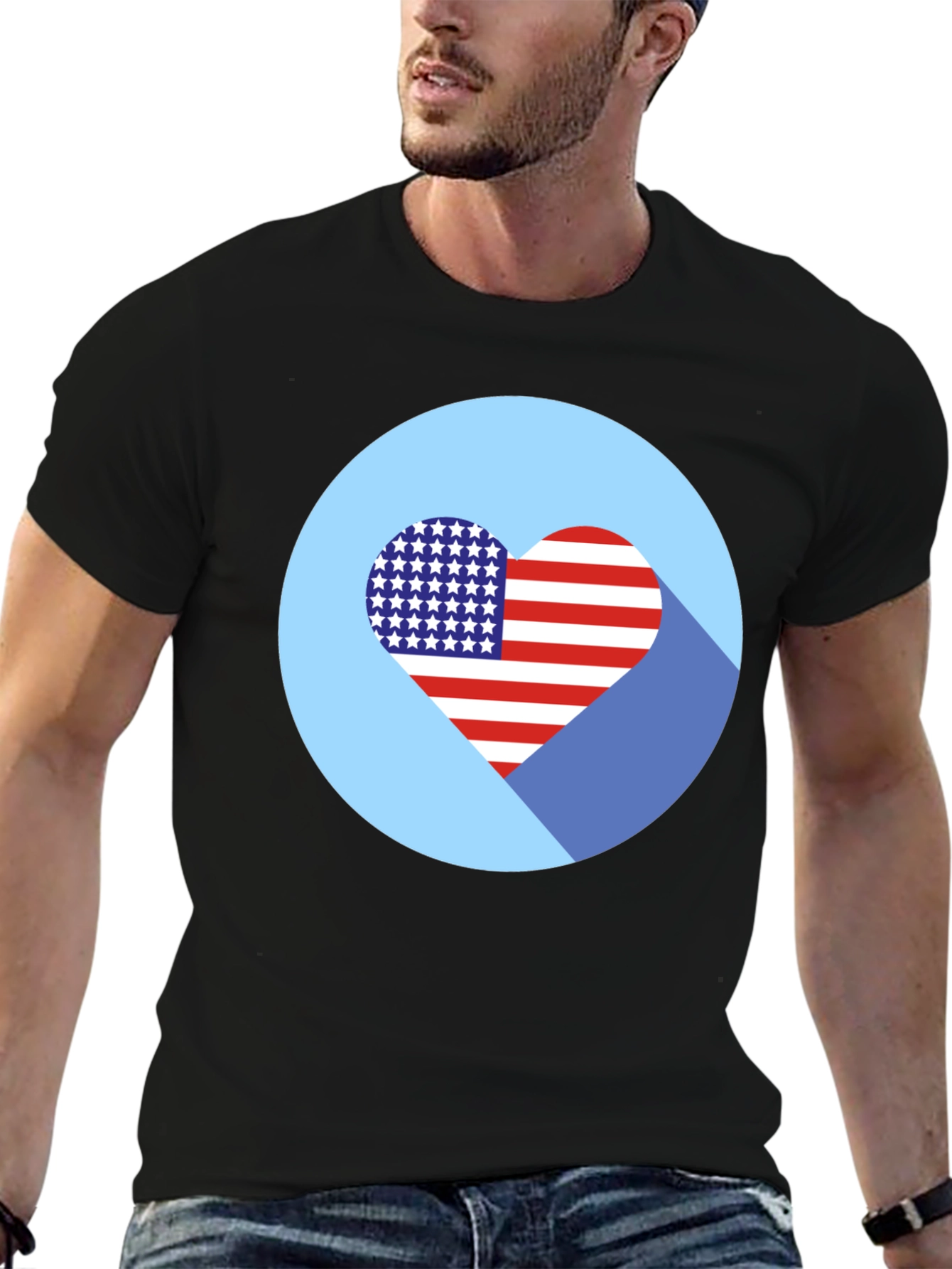 Patriotic Heart T-Shirt - USA Flag Design
