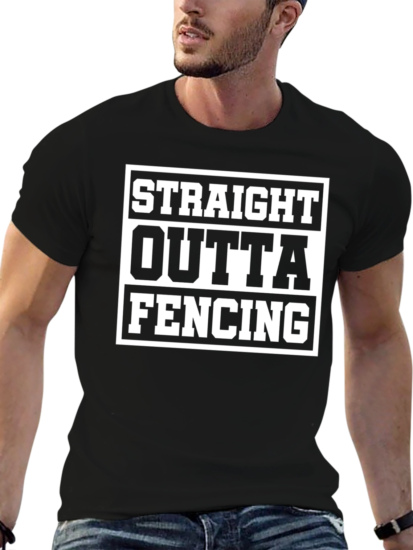 Straight Outta Fencing T-Shirt - Black Cotton Tee