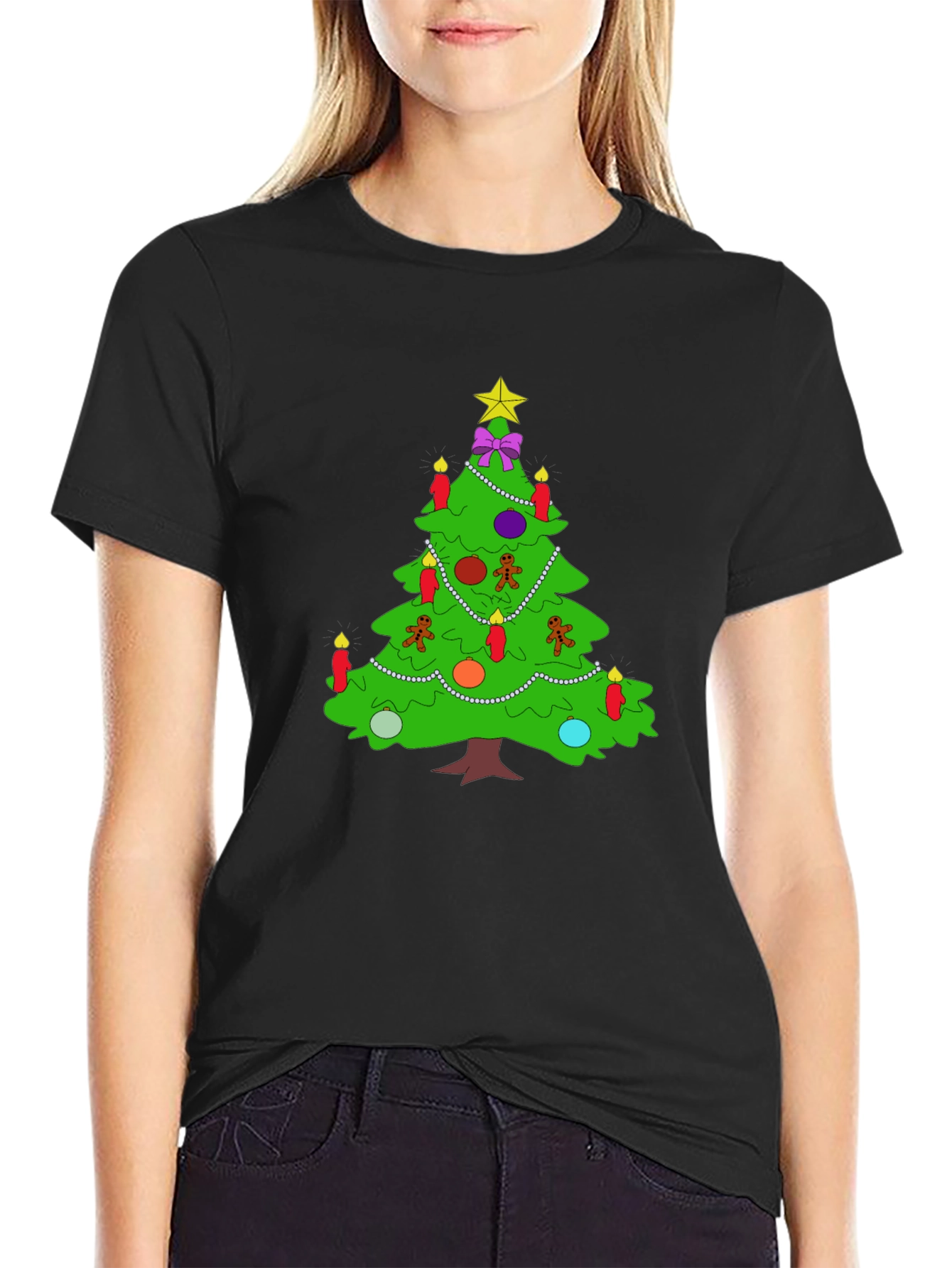 Festive Christmas Tree Graphic Tee - Holiday Apparel
