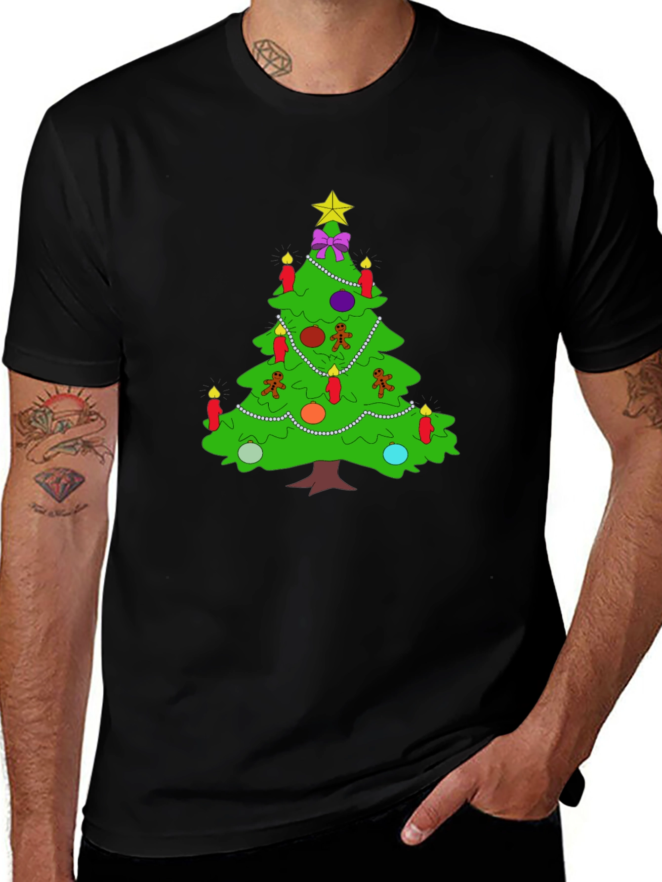 Festive Christmas Tree Graphic Tee - Holiday Apparel