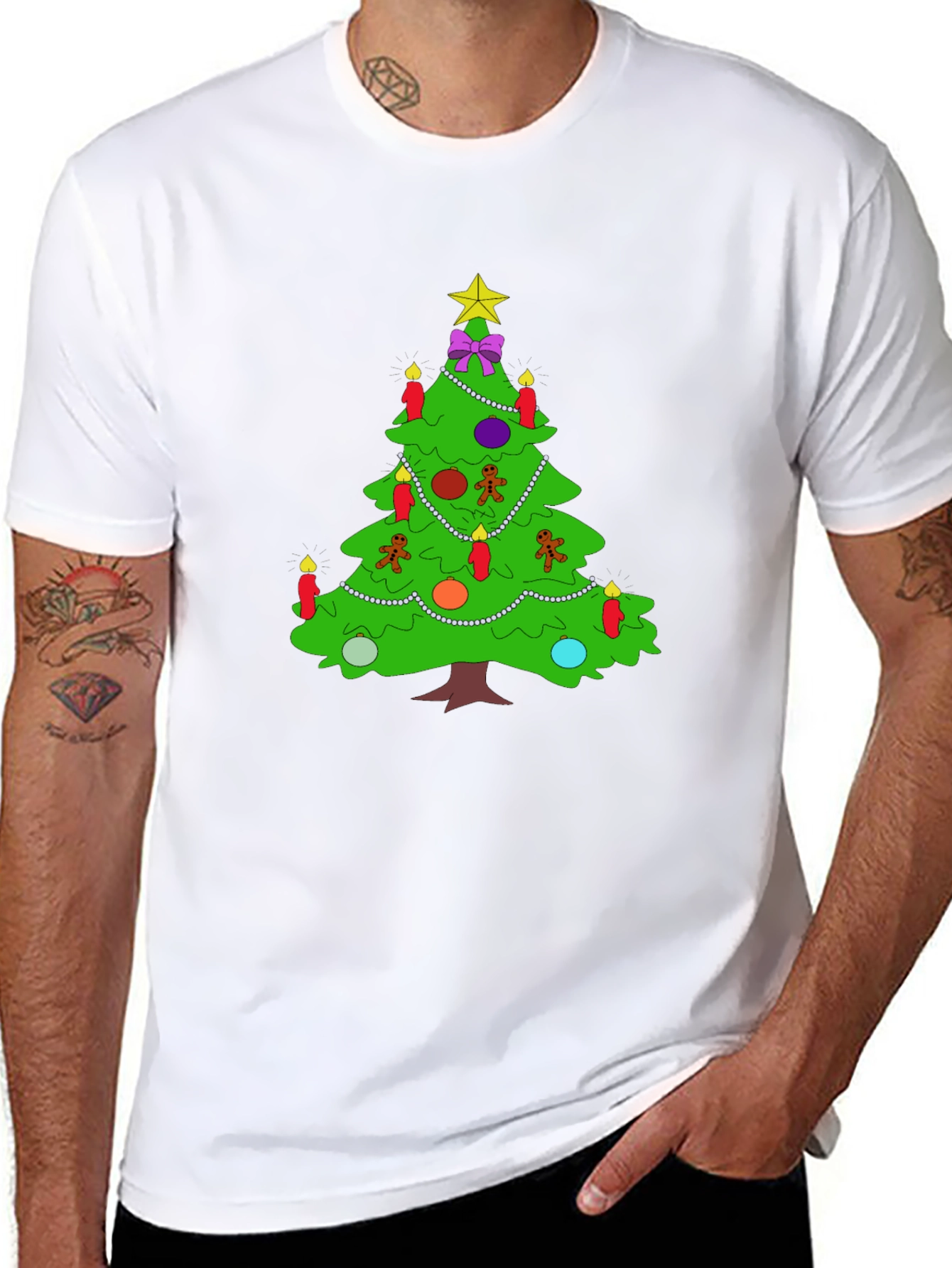 Festive Christmas Tree Graphic Tee - Holiday Apparel
