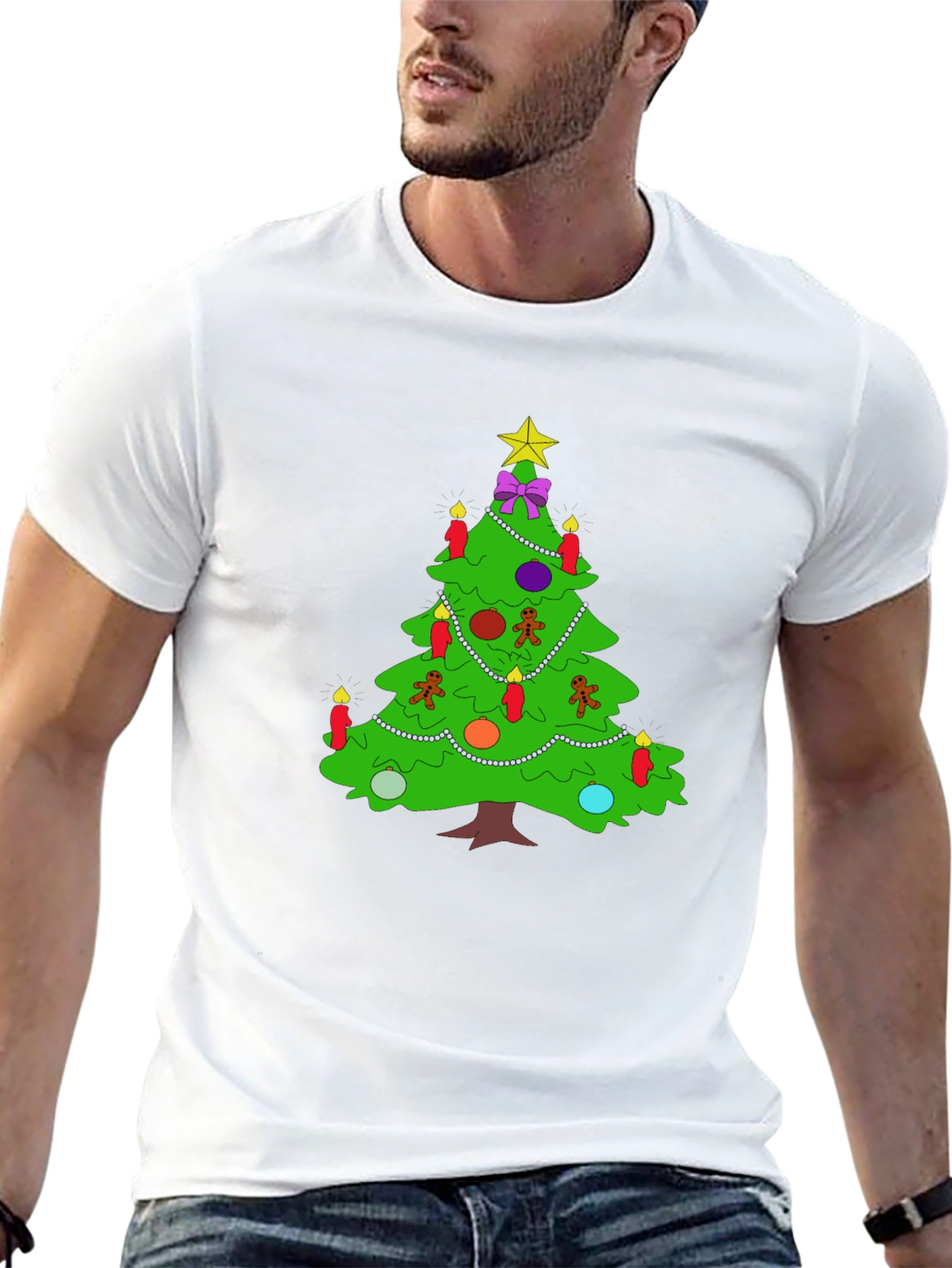 Festive Christmas Tree Graphic Tee - Holiday Apparel