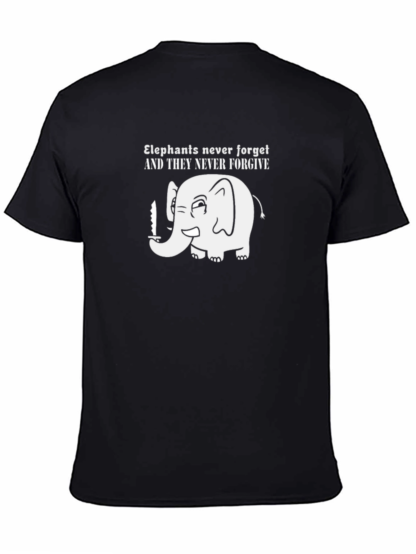 Elephant Never Forget Black T-Shirt