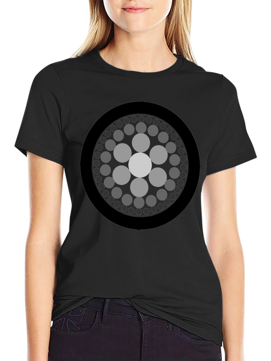 Geometric Circle Graphic Print Black T-Shirt