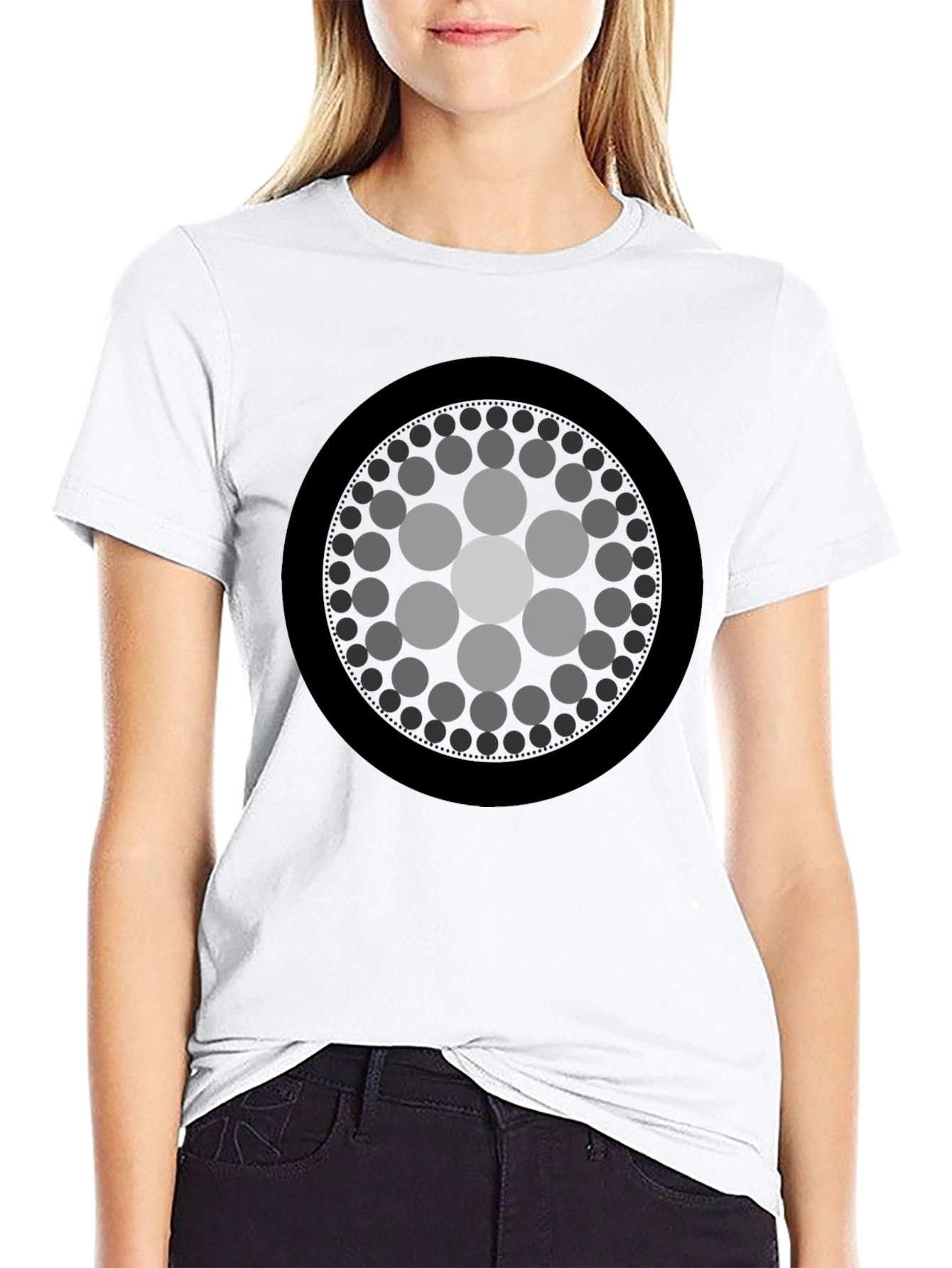 Geometric Circle Graphic Print Black T-Shirt