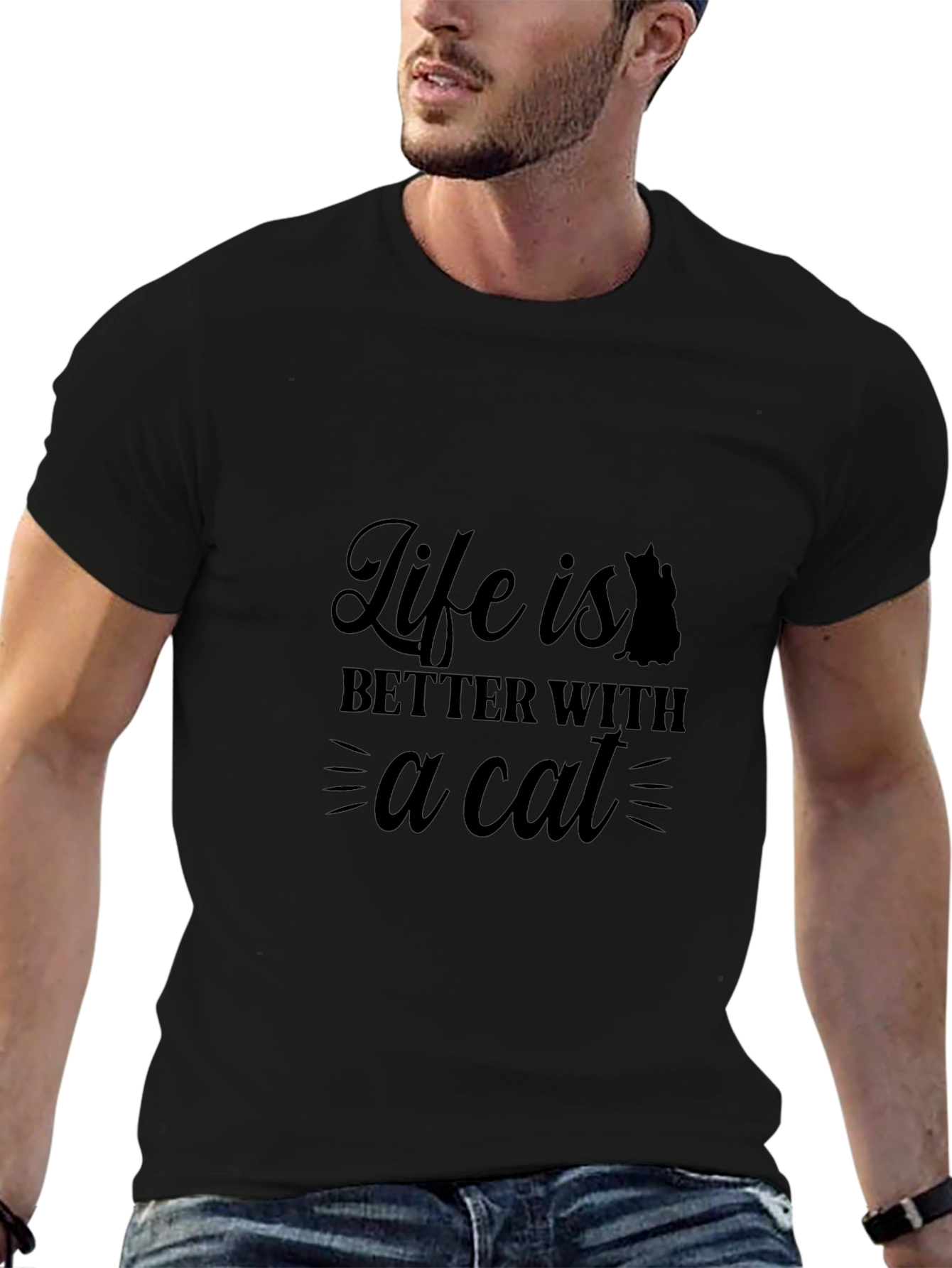 Life is Better With a Cat Black T-Shirt