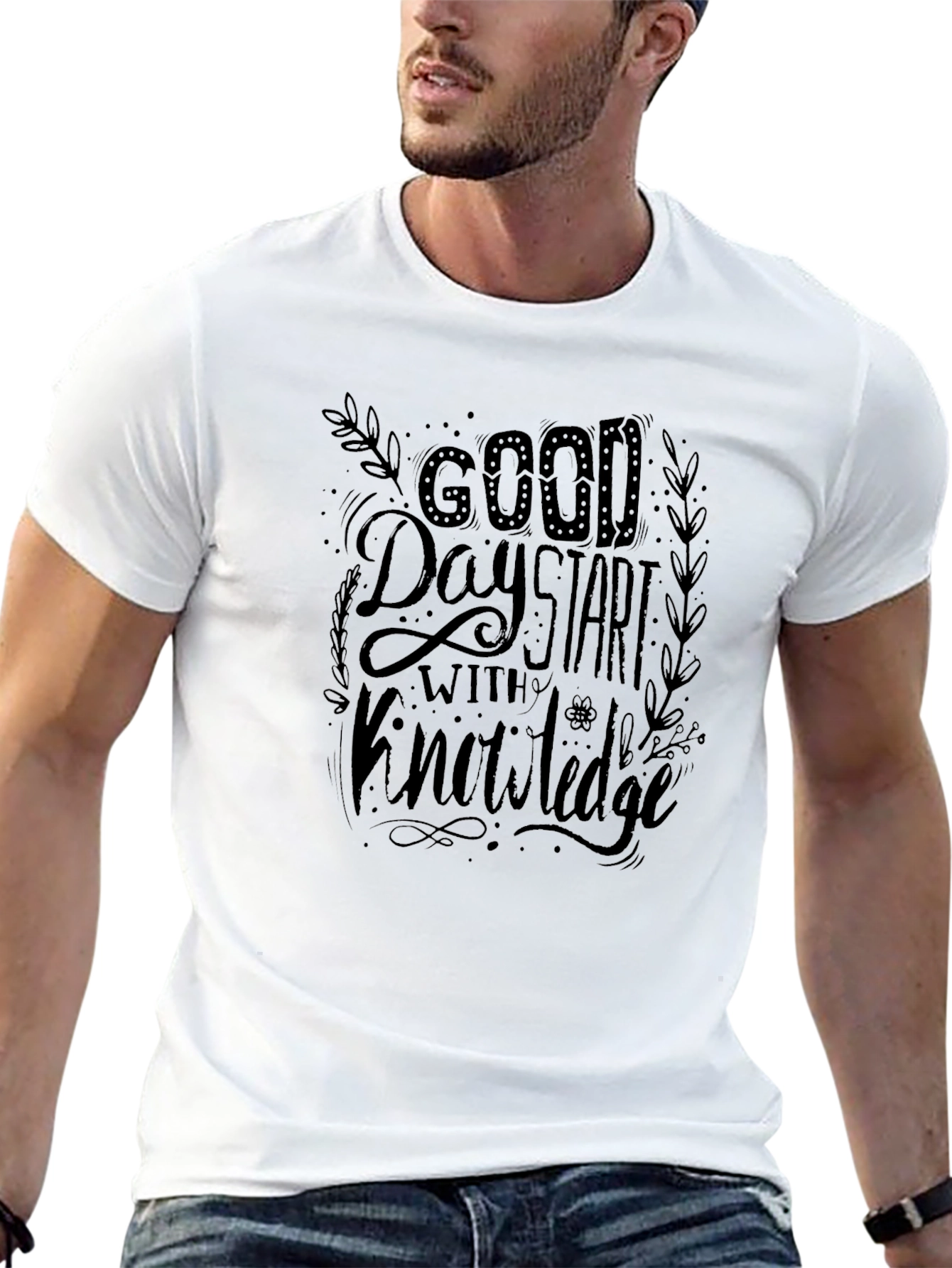 Good Day Start with Knowledge Black T-Shirt