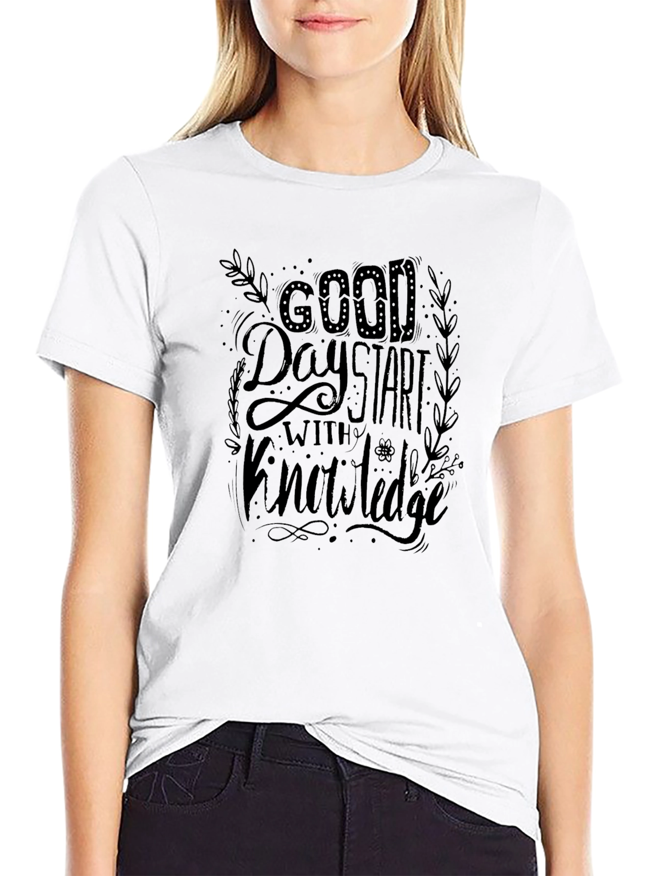 Good Day Start with Knowledge Black T-Shirt