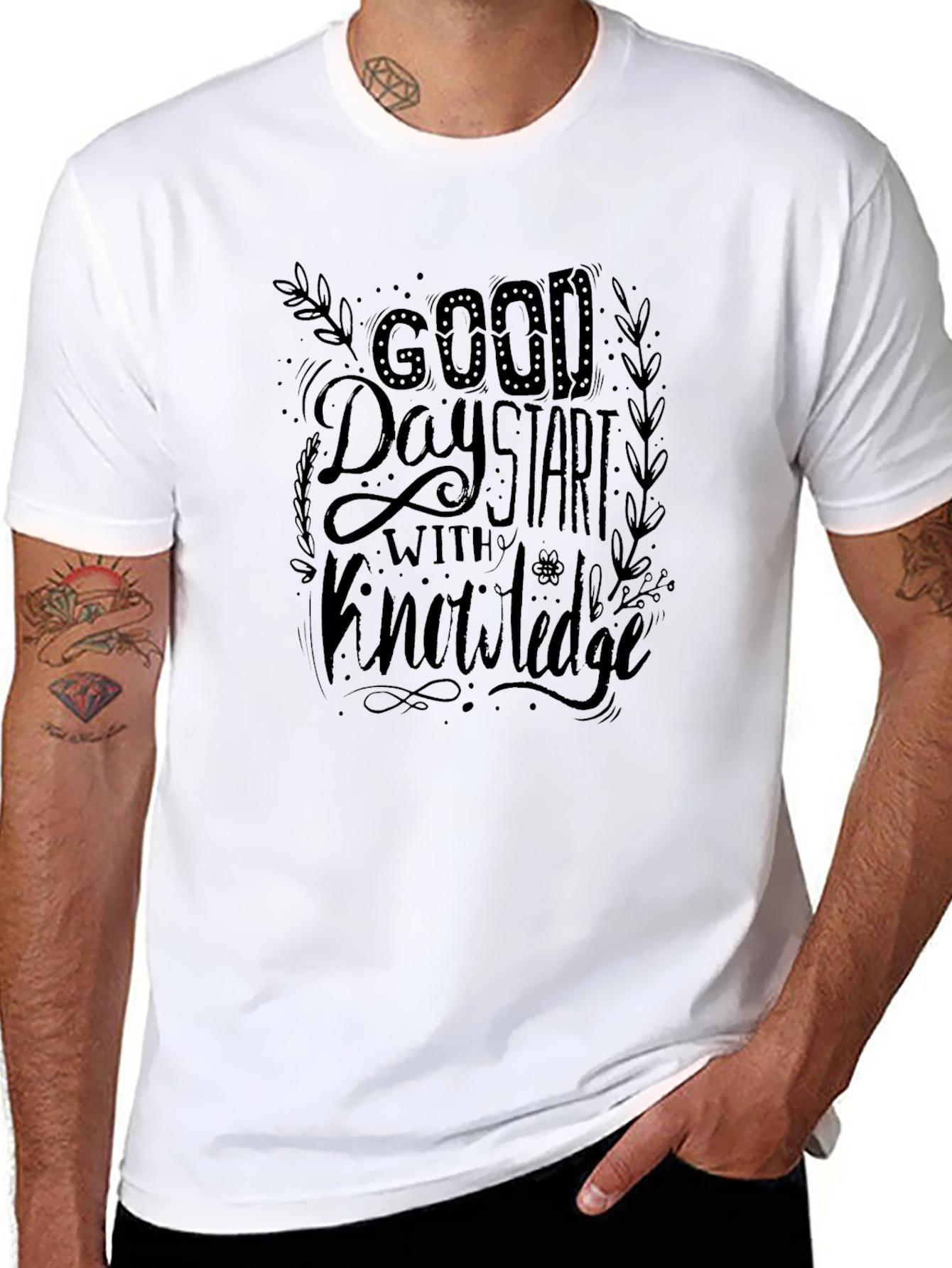 Good Day Start with Knowledge Black T-Shirt