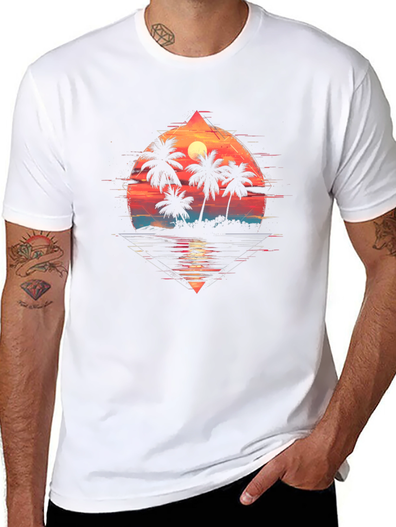 Sunset Palm Graphic Tee - Tropical Vibe